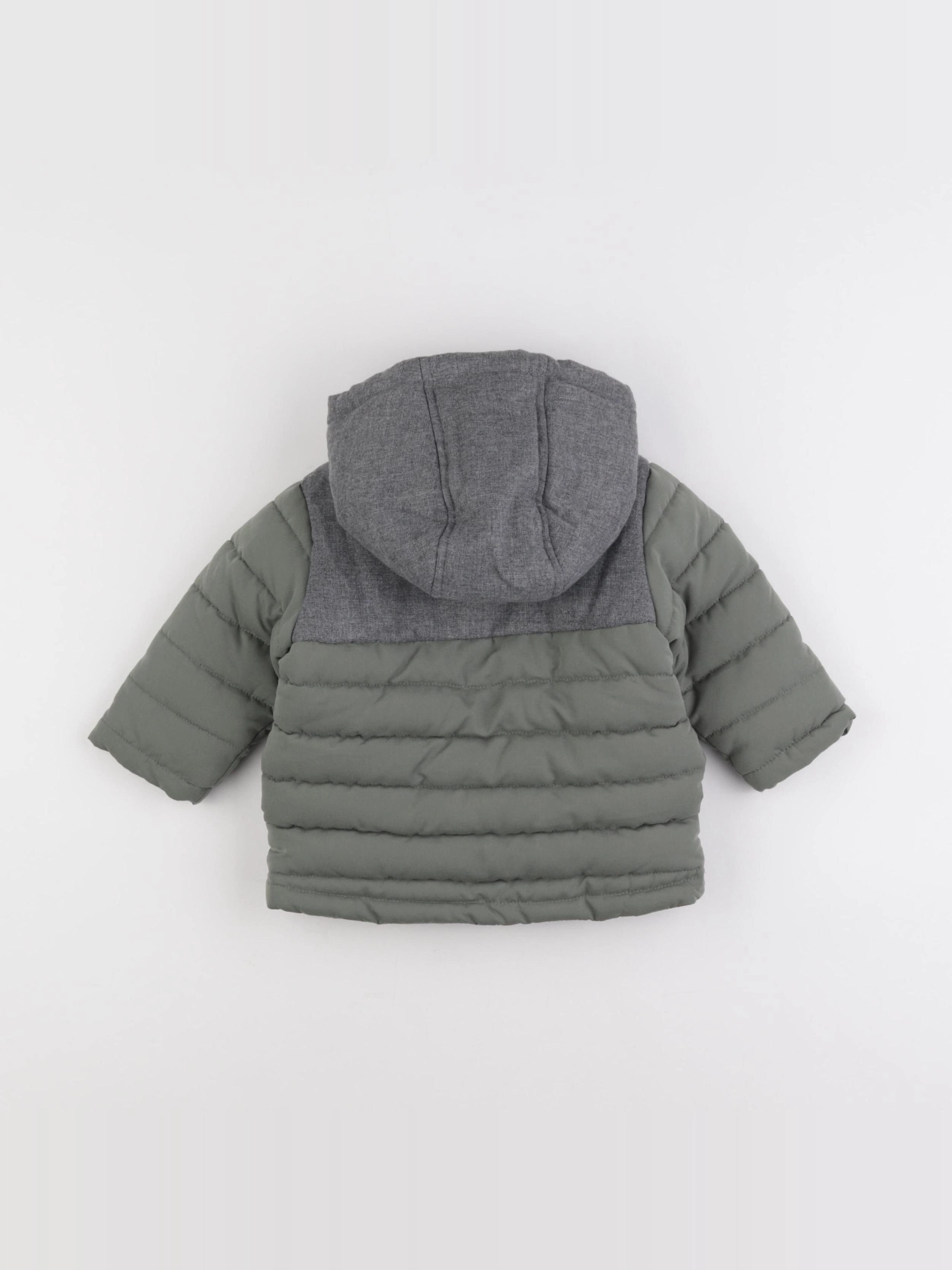Vertbaudet - doudoune vert, gris - 9 mois