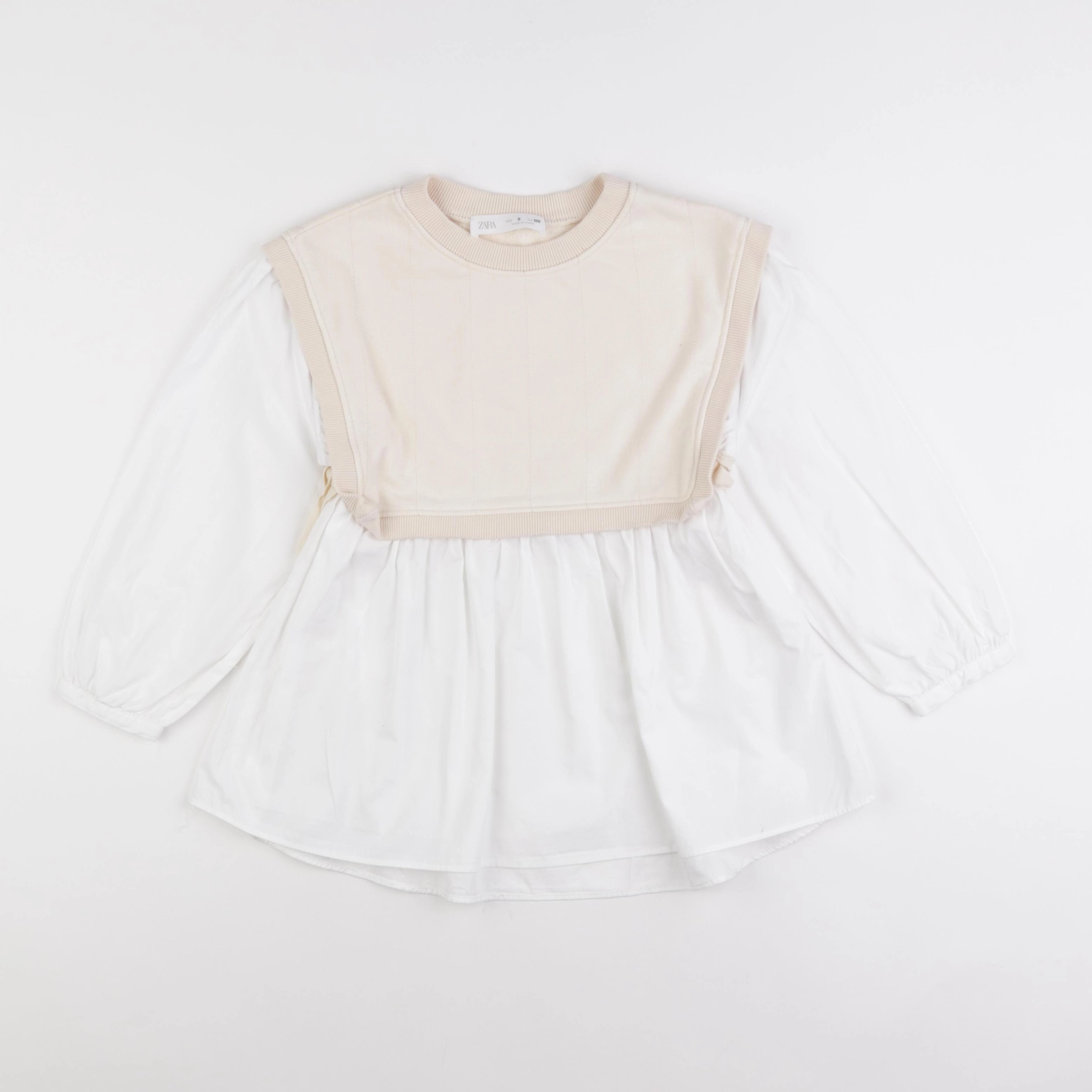 Zara - sweat blanc, beige - 8 ans