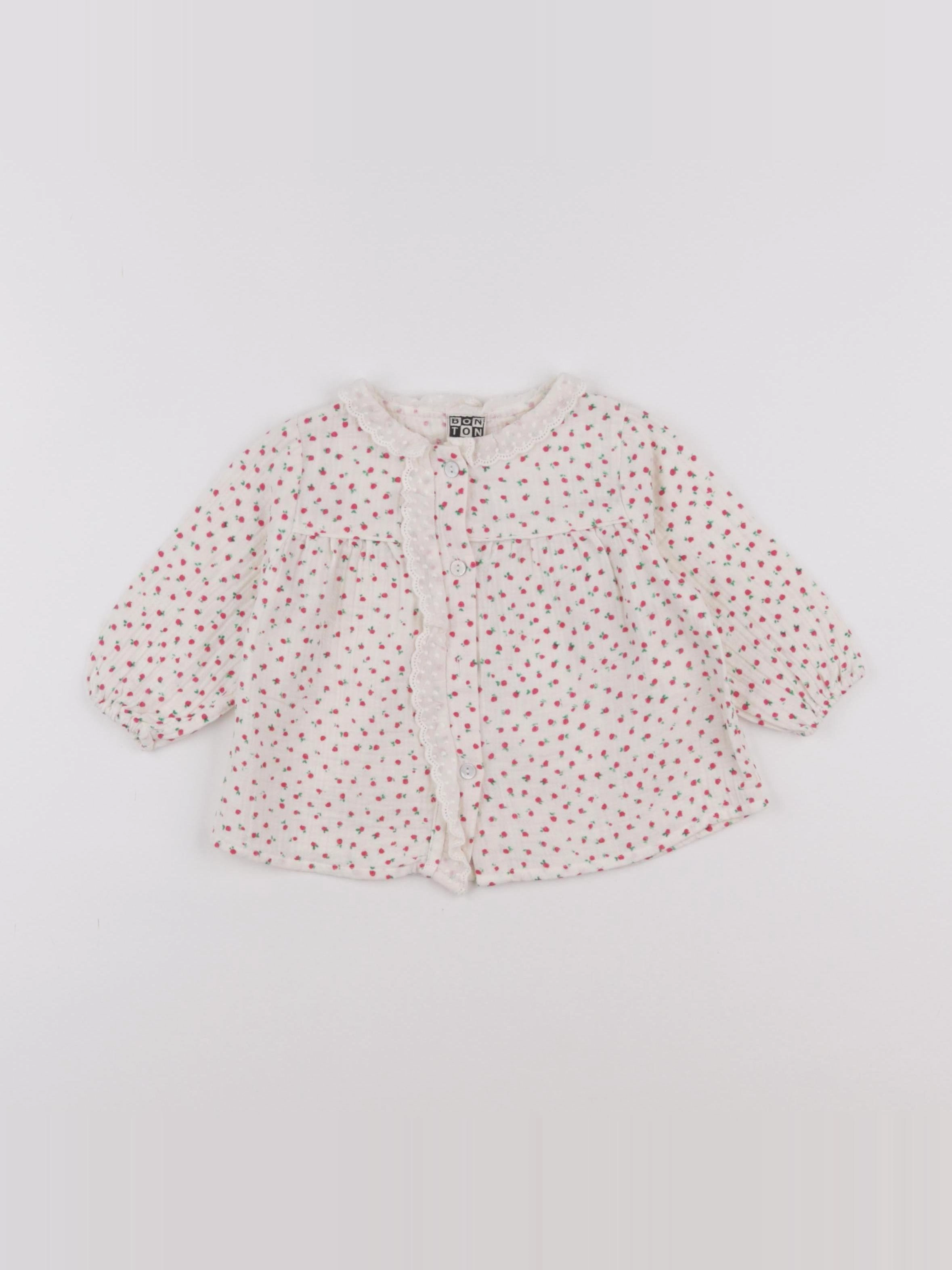 Bonton - blouse blanc, rouge - 6 mois