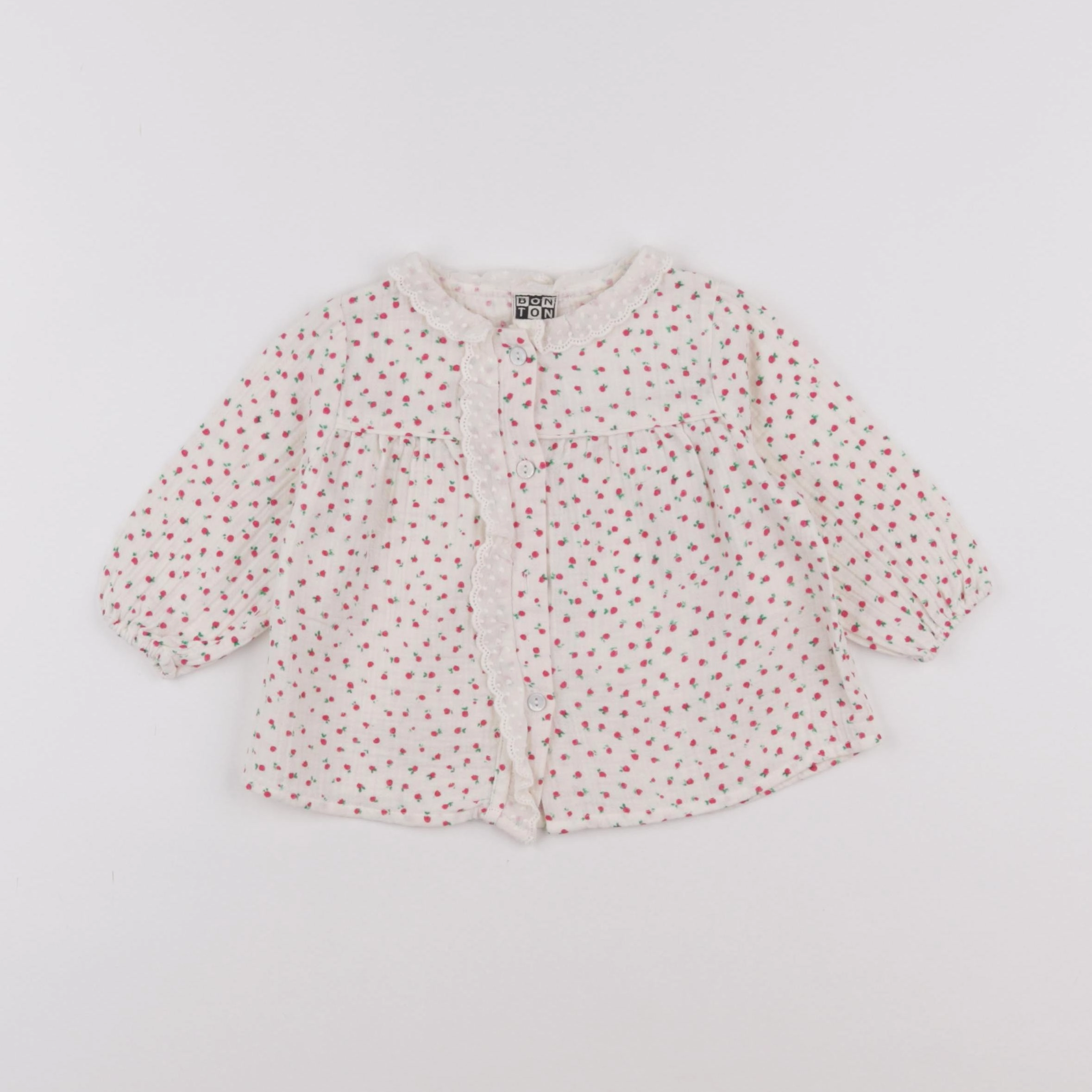 Bonton - blouse blanc, rouge - 6 mois