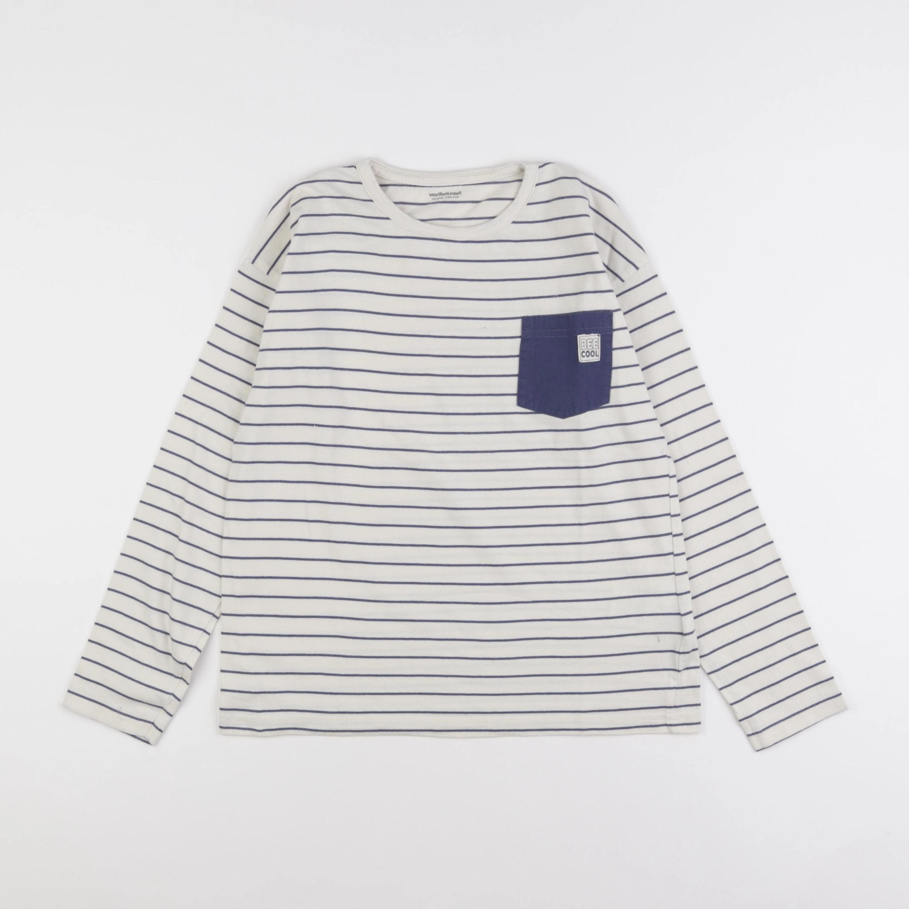 Vertbaudet - tee-shirt blanc, bleu - 12 ans