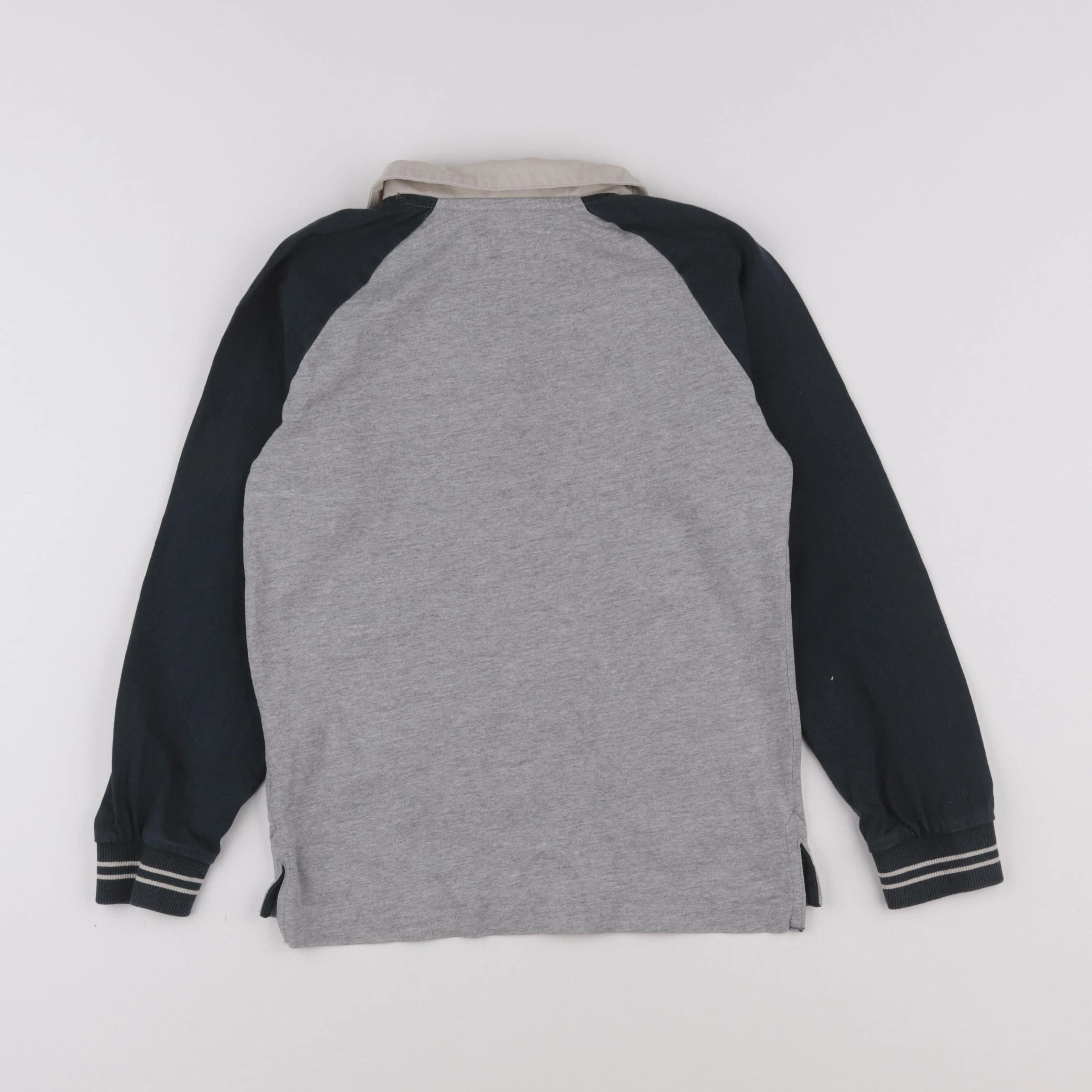 Vertbaudet - polo gris, vert - 10 ans