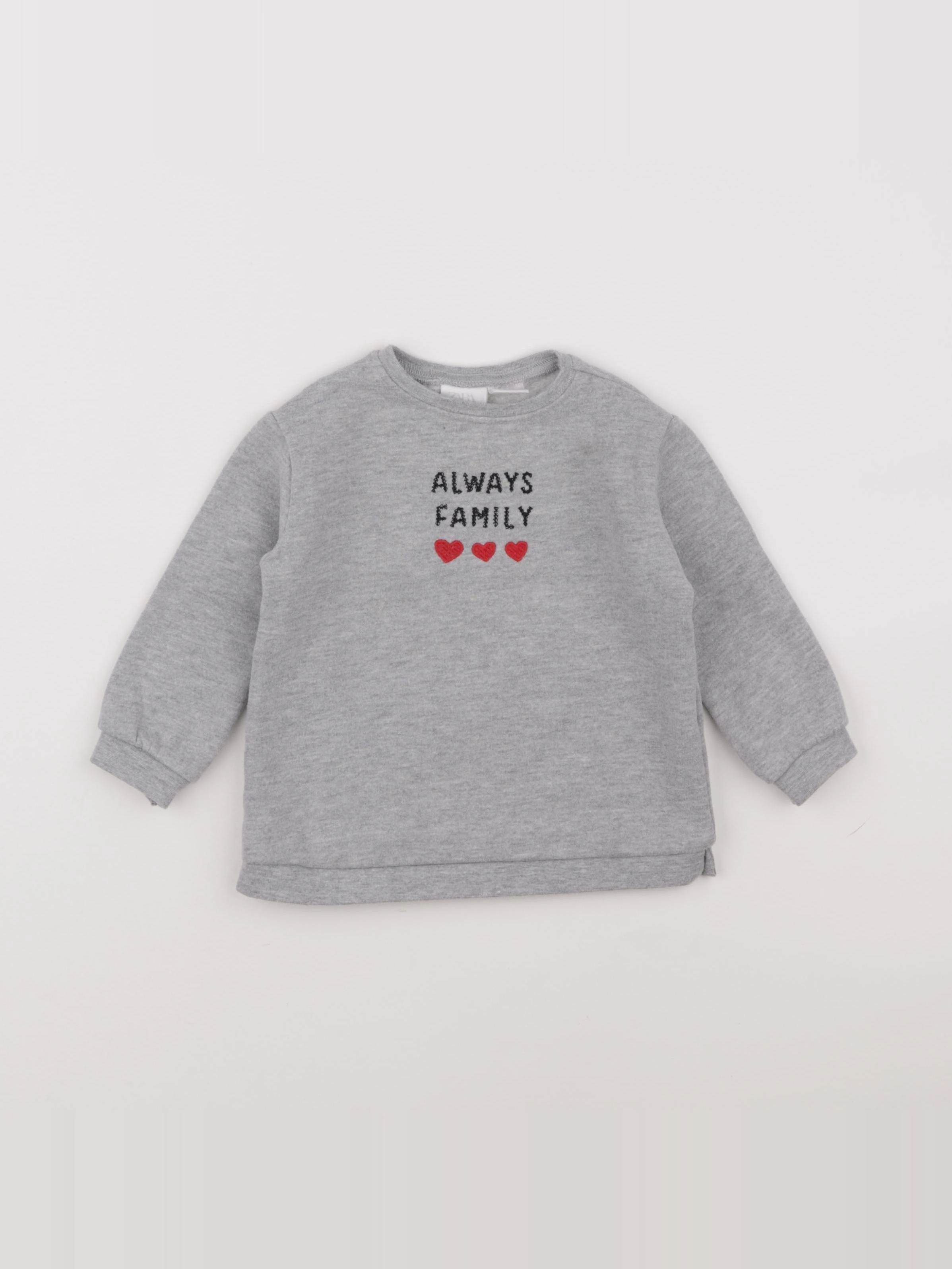 Zara - sweat gris - 6/9 mois