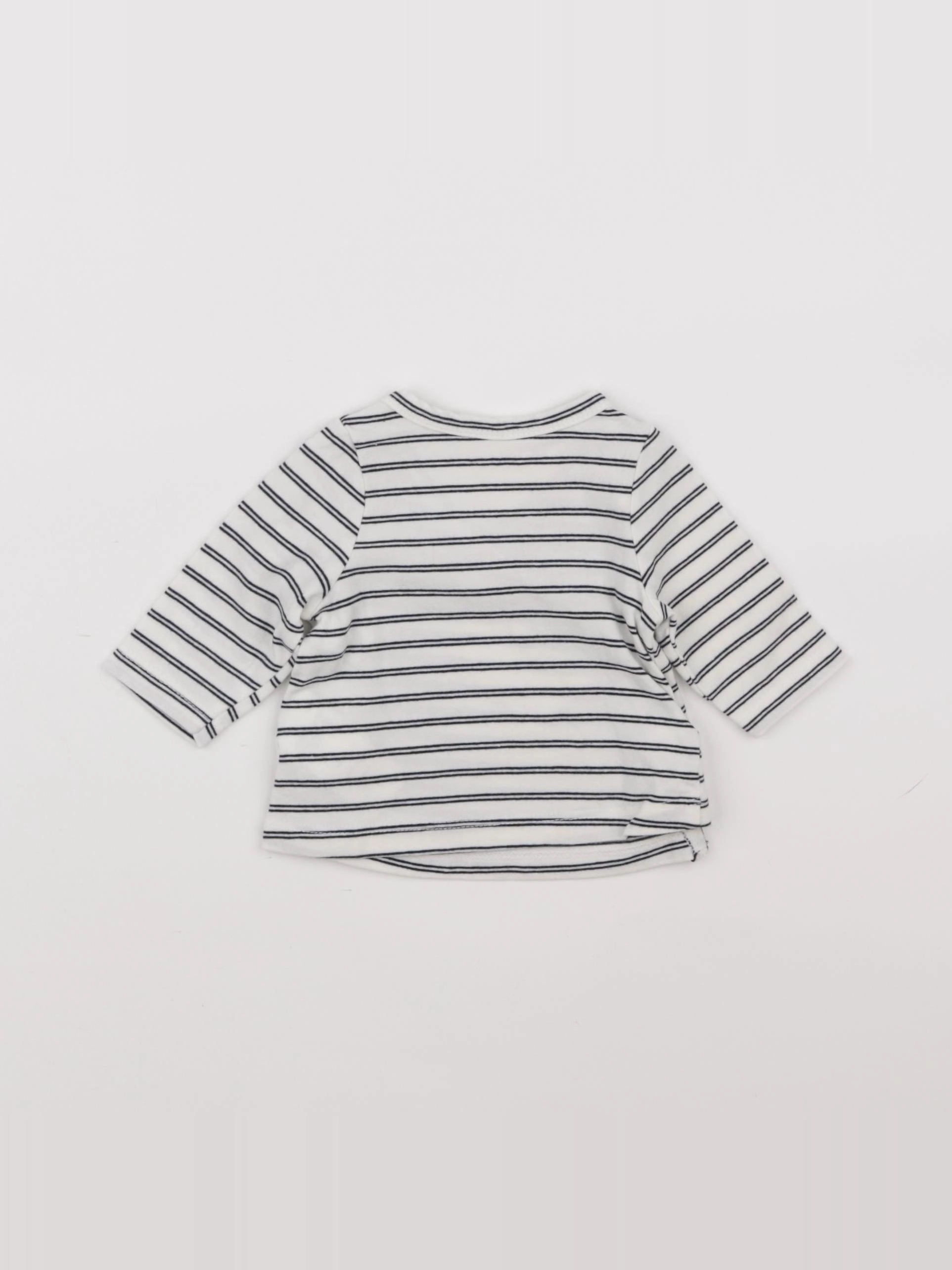 Vertbaudet - tee-shirt beige, bleu - 1 mois