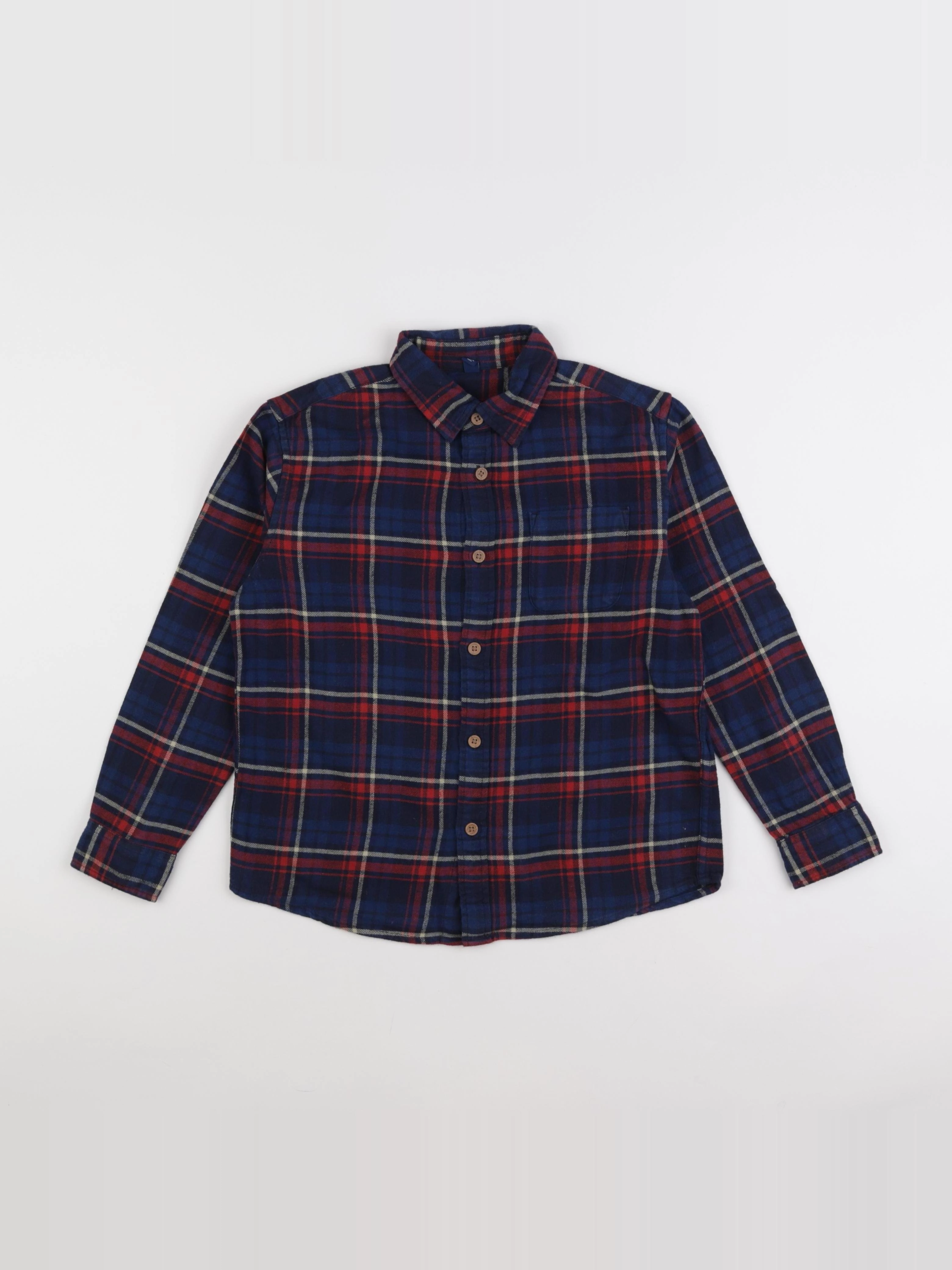 Uniqlo - chemise bleu, rouge - 7/8 ans
