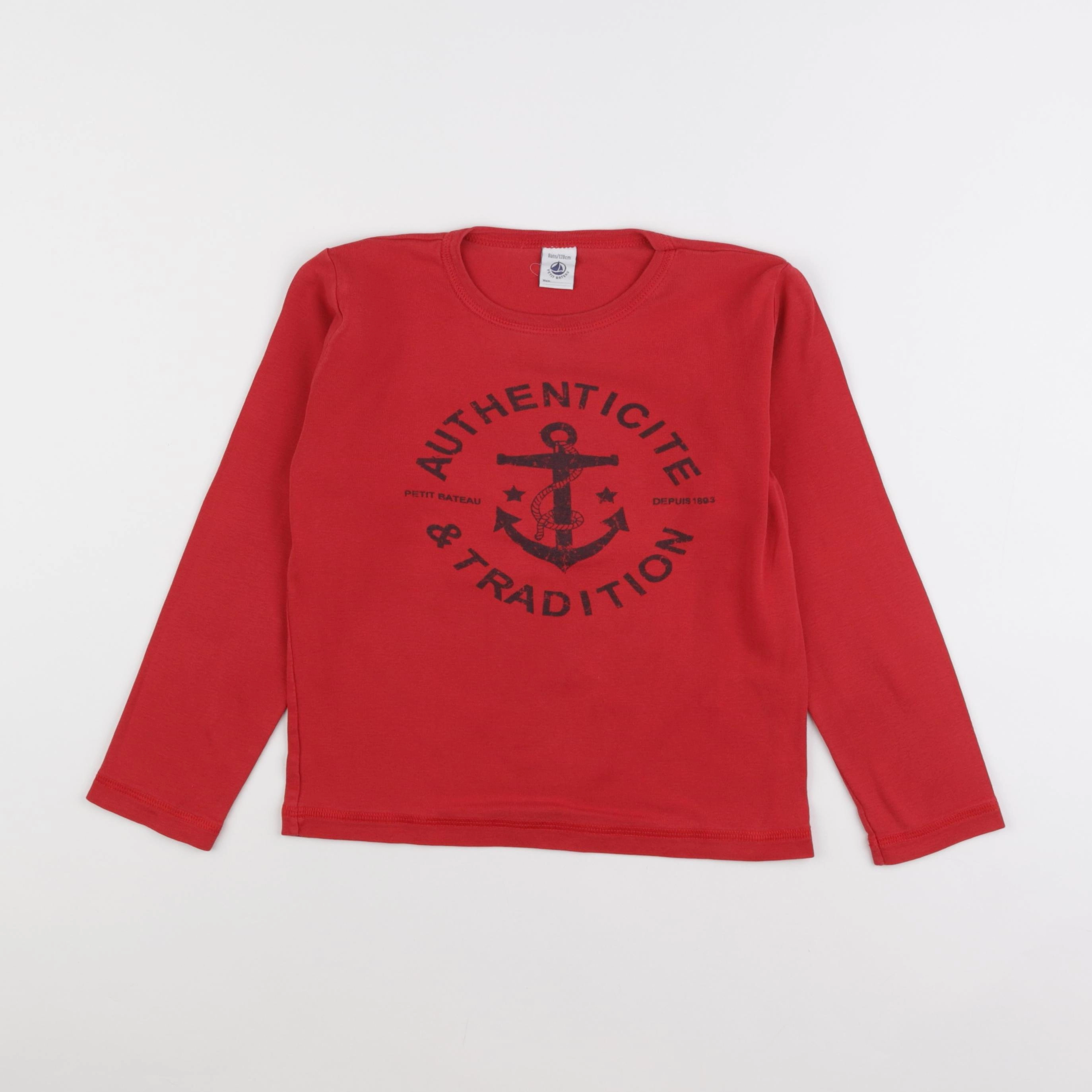 Petit Bateau - tee-shirt rouge - 8 ans