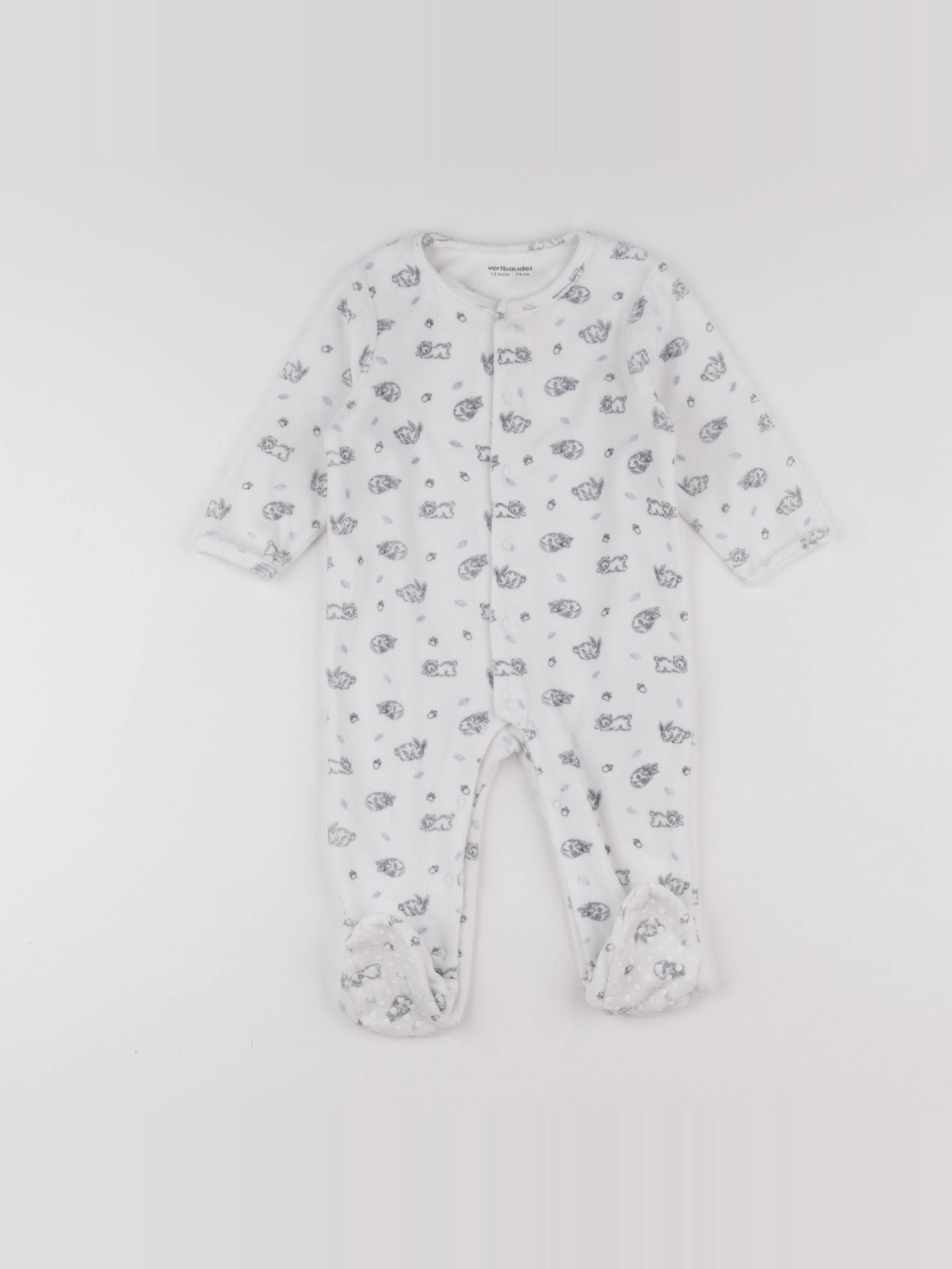 Vertbaudet - pyjama velours blanc - 12 mois