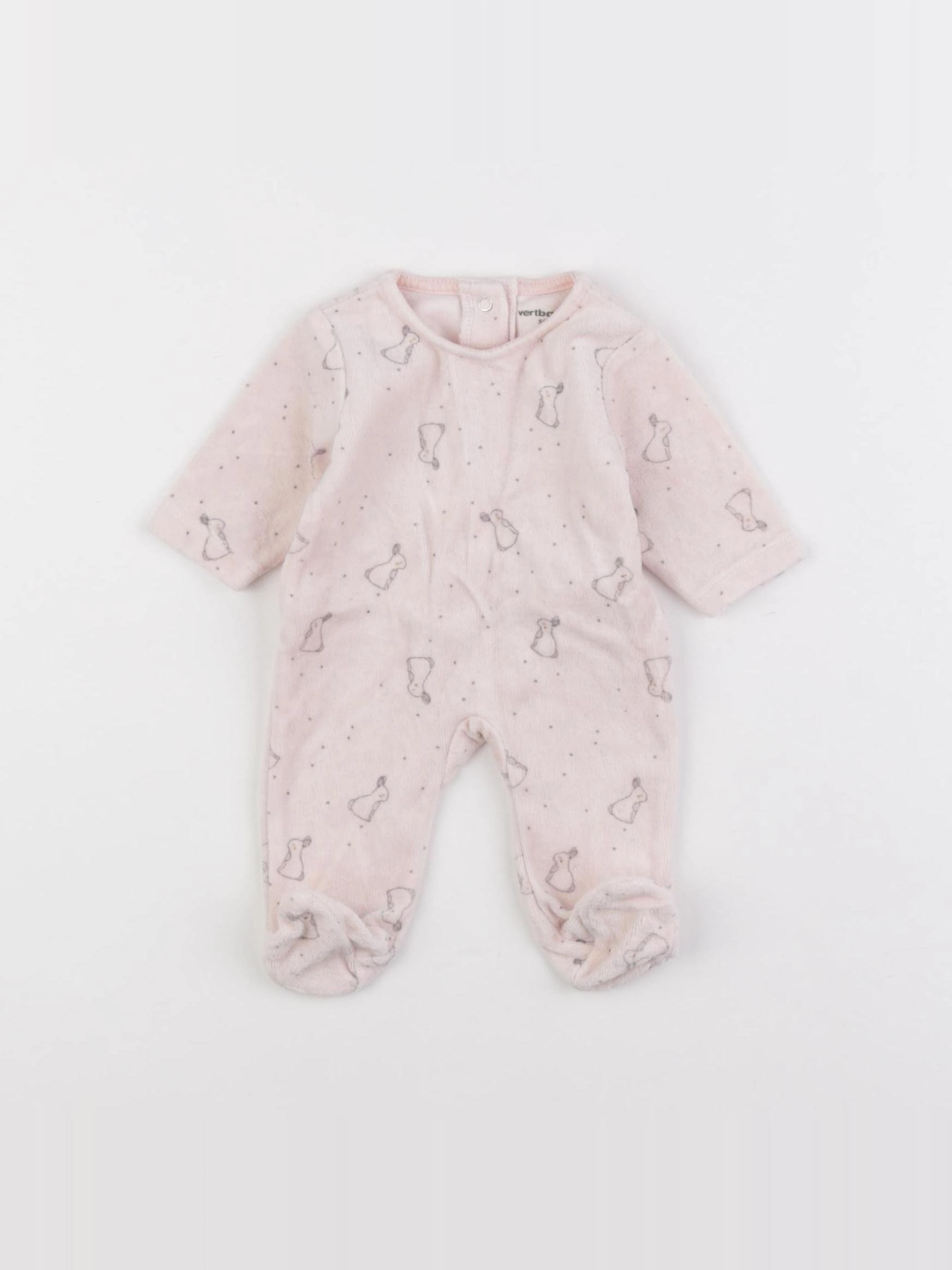 Vertbaudet - pyjama velours rose - 0 mois