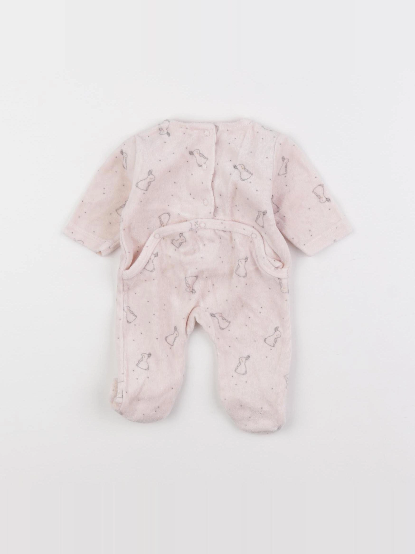 Vertbaudet - pyjama velours rose - 0 mois
