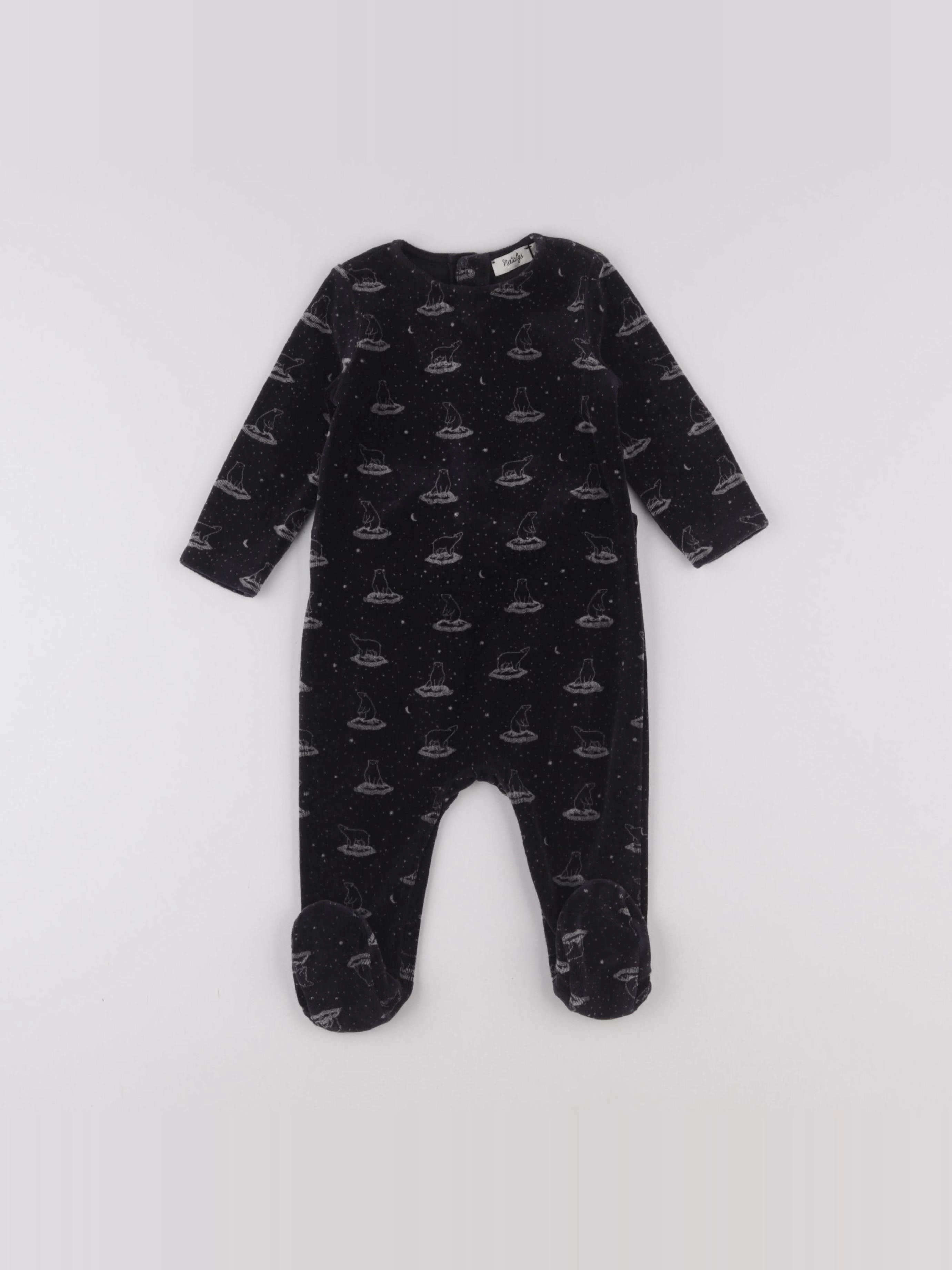 Natalys - pyjama velours bleu - 9 mois