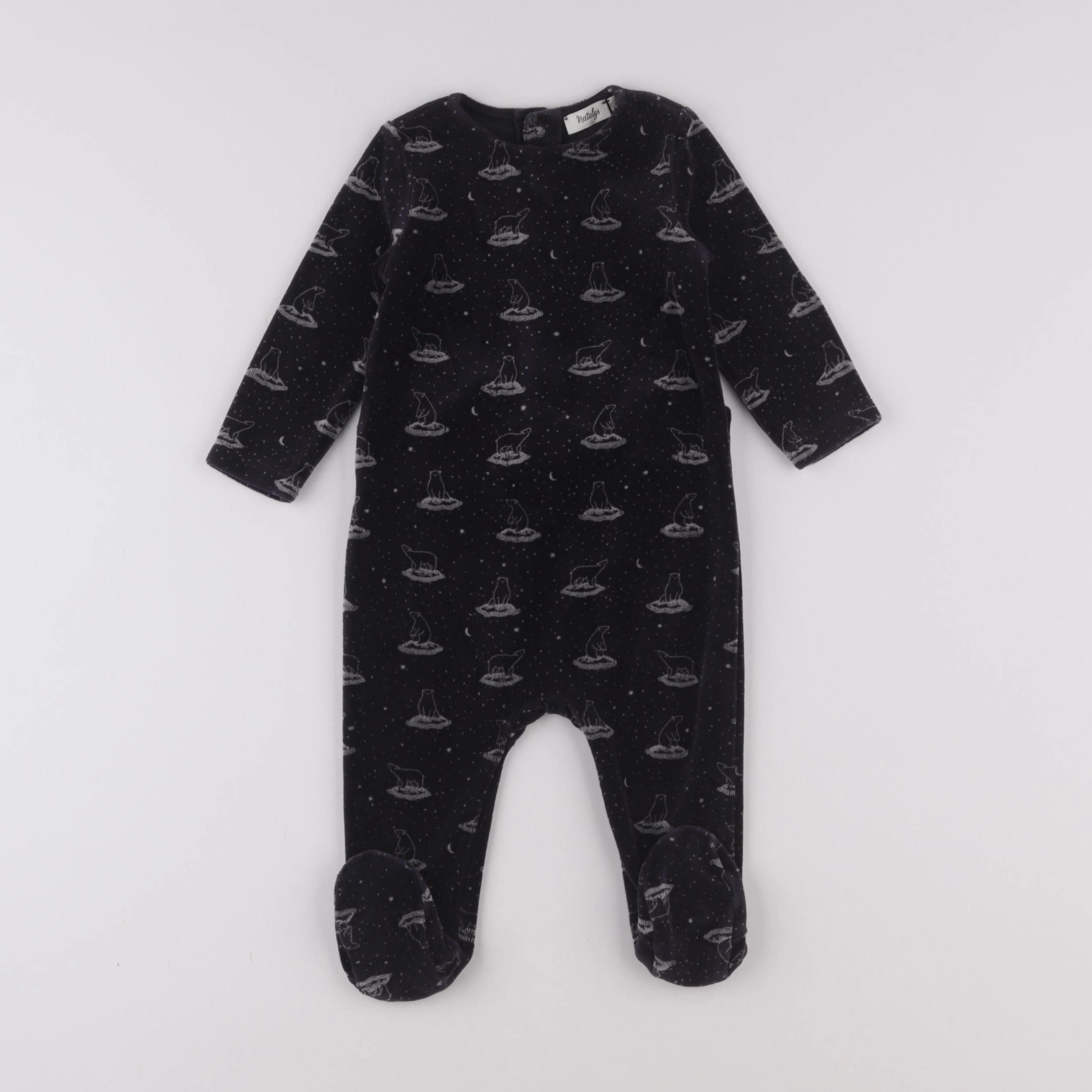 Natalys - pyjama velours bleu - 9 mois