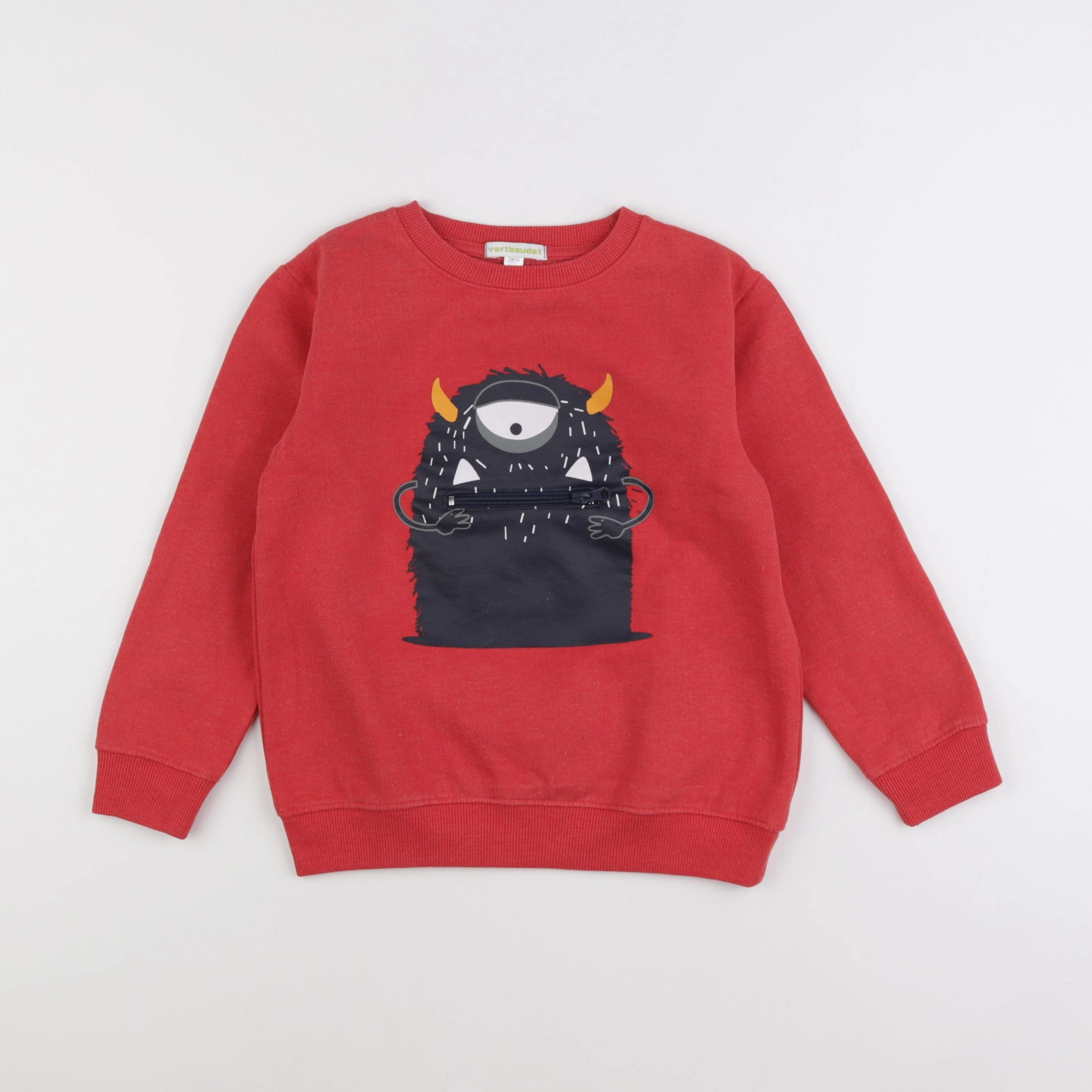 Vertbaudet - sweat rouge - 8 ans