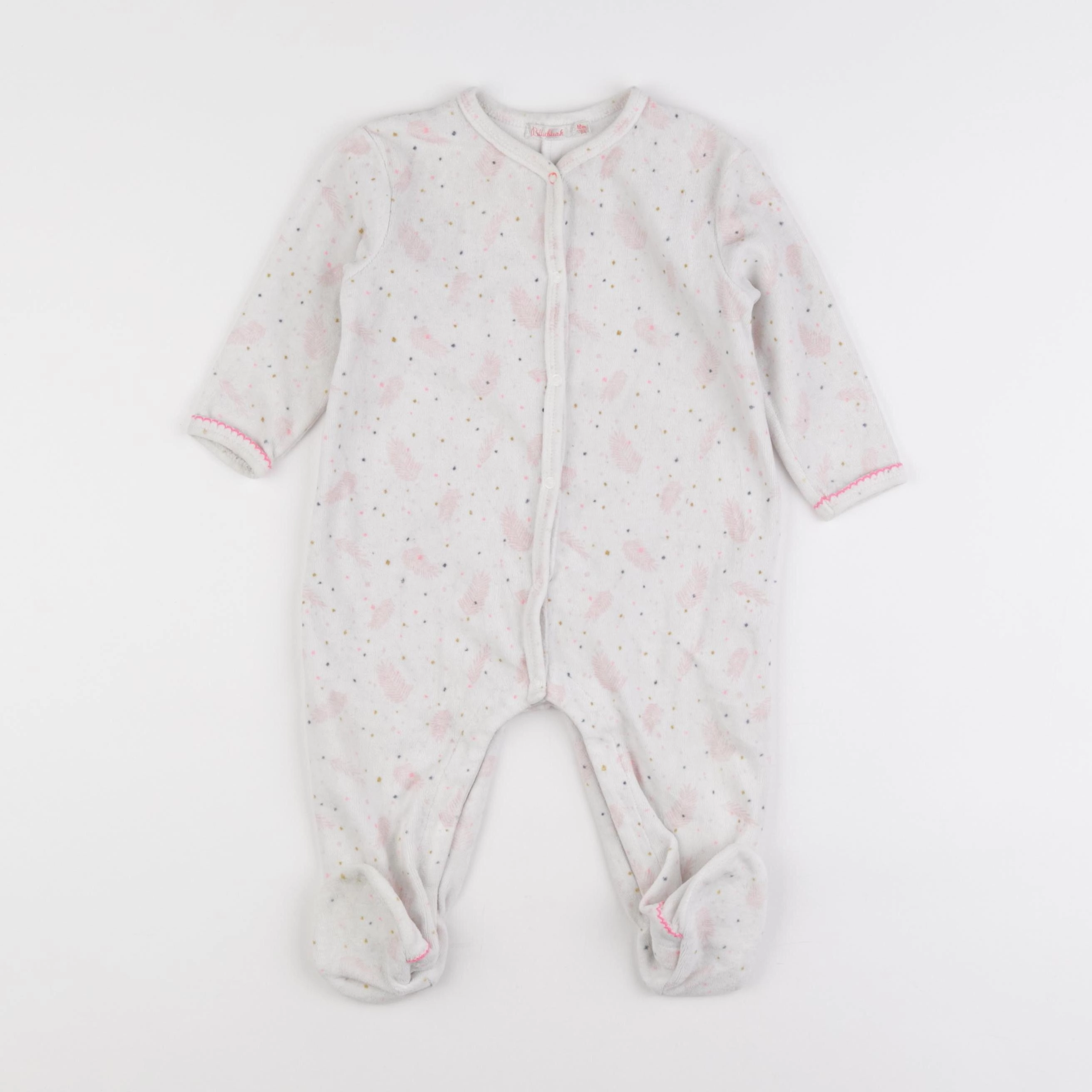 Billie Blush - pyjama velours blanc, rose - 12 mois