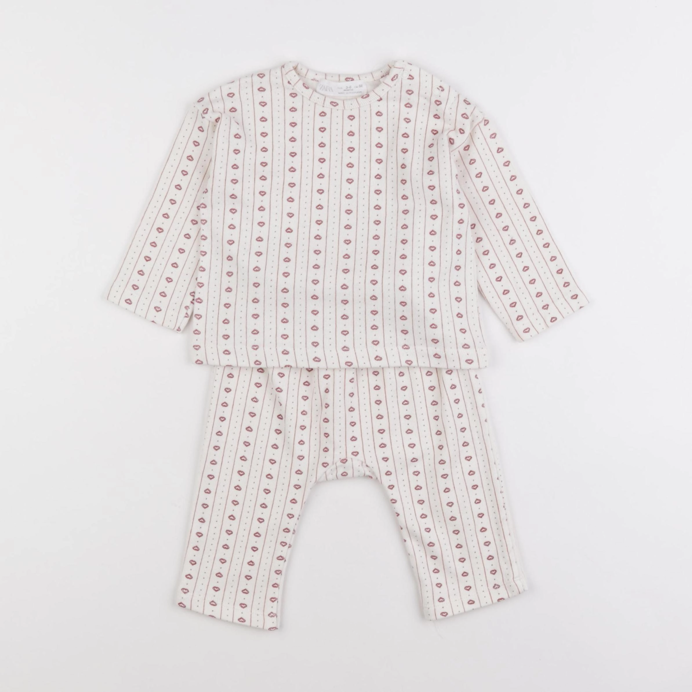 Zara - ensemble beige, rouge - 3/6 mois