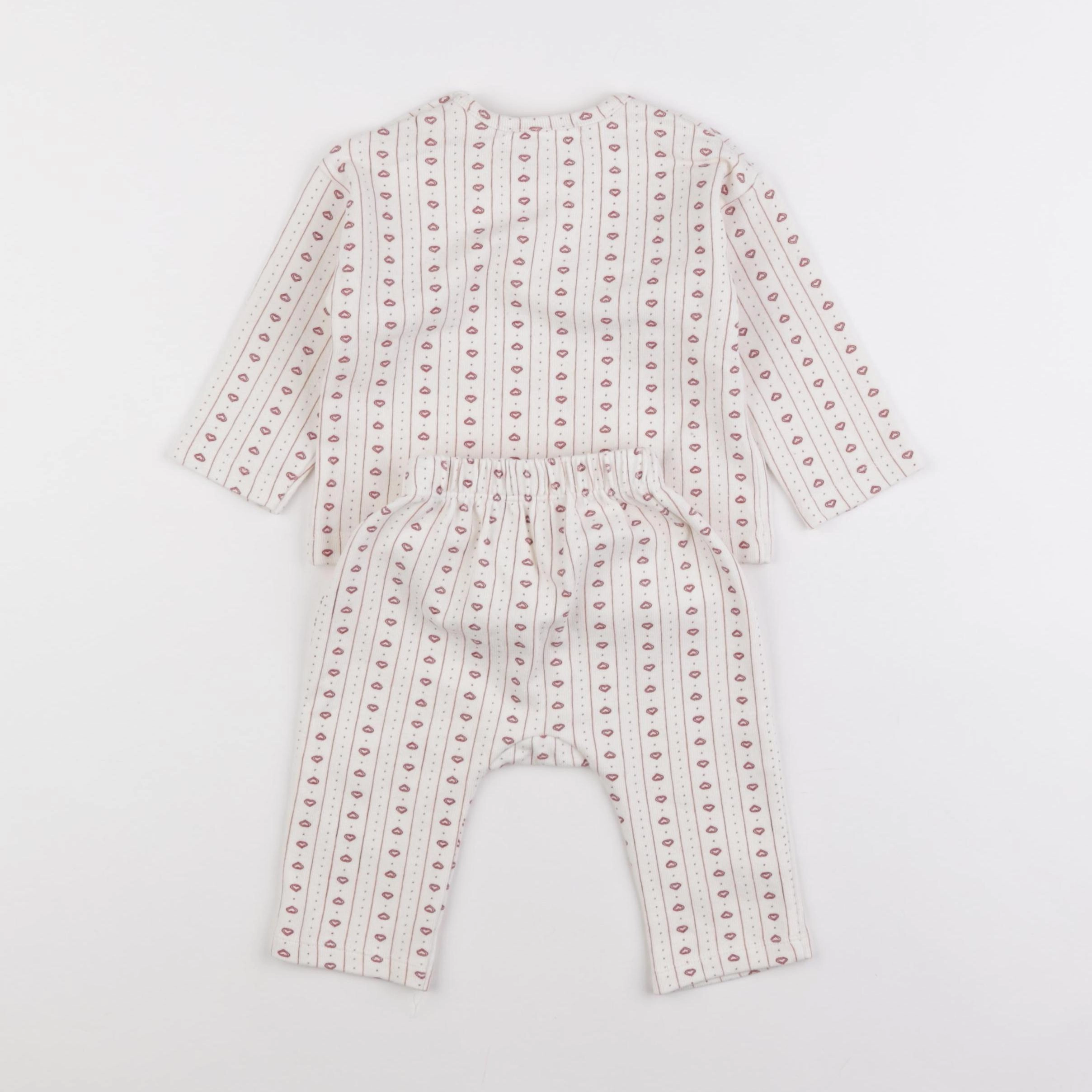 Zara - ensemble beige, rouge - 3/6 mois