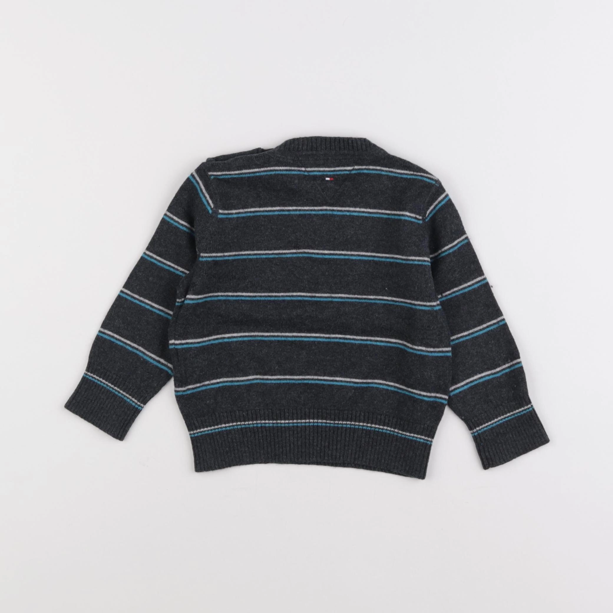 Tommy Hilfiger - pull bleu, gris - 12 mois