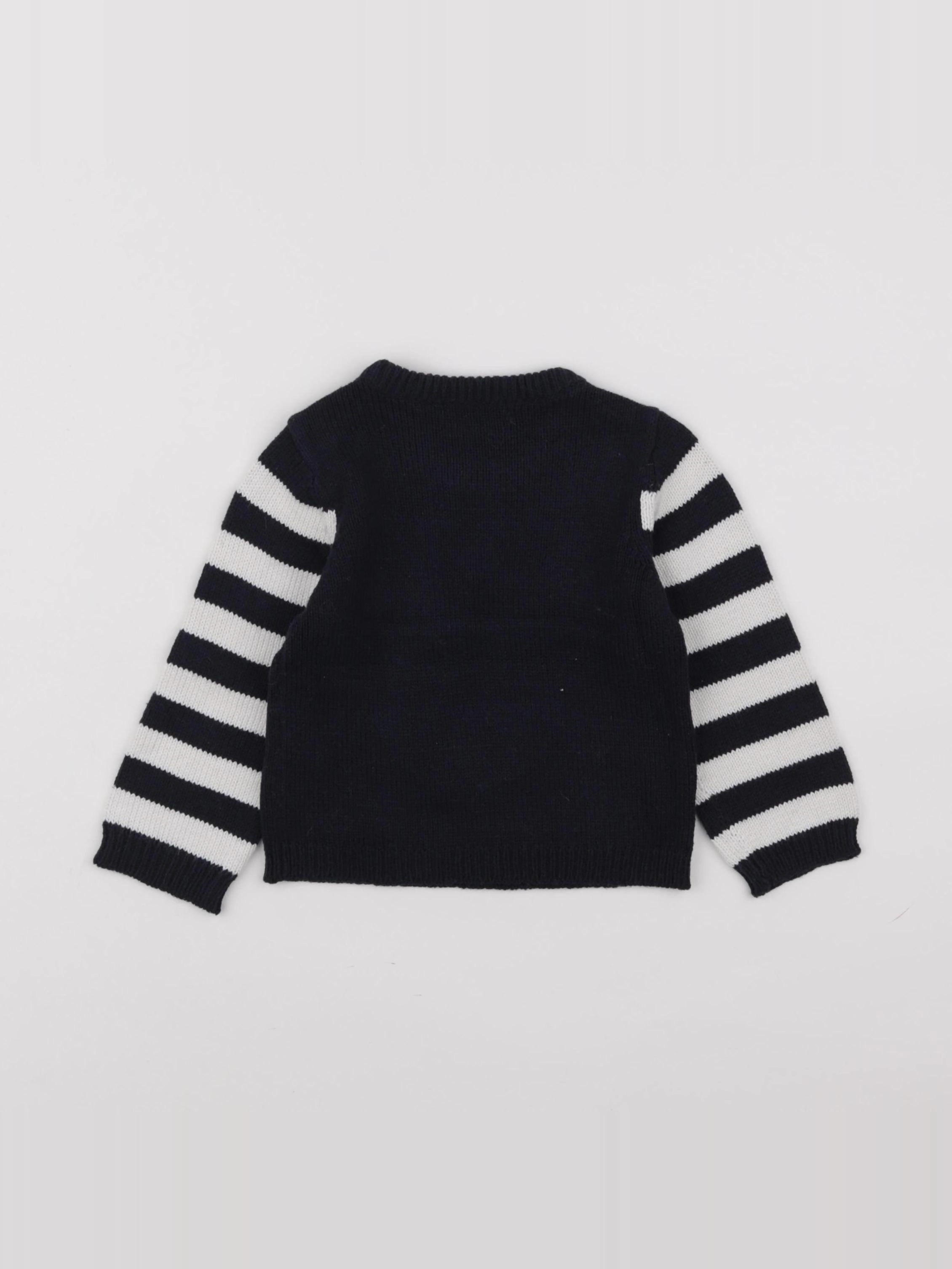 Vertbaudet - pull bleu, blanc - 12 mois