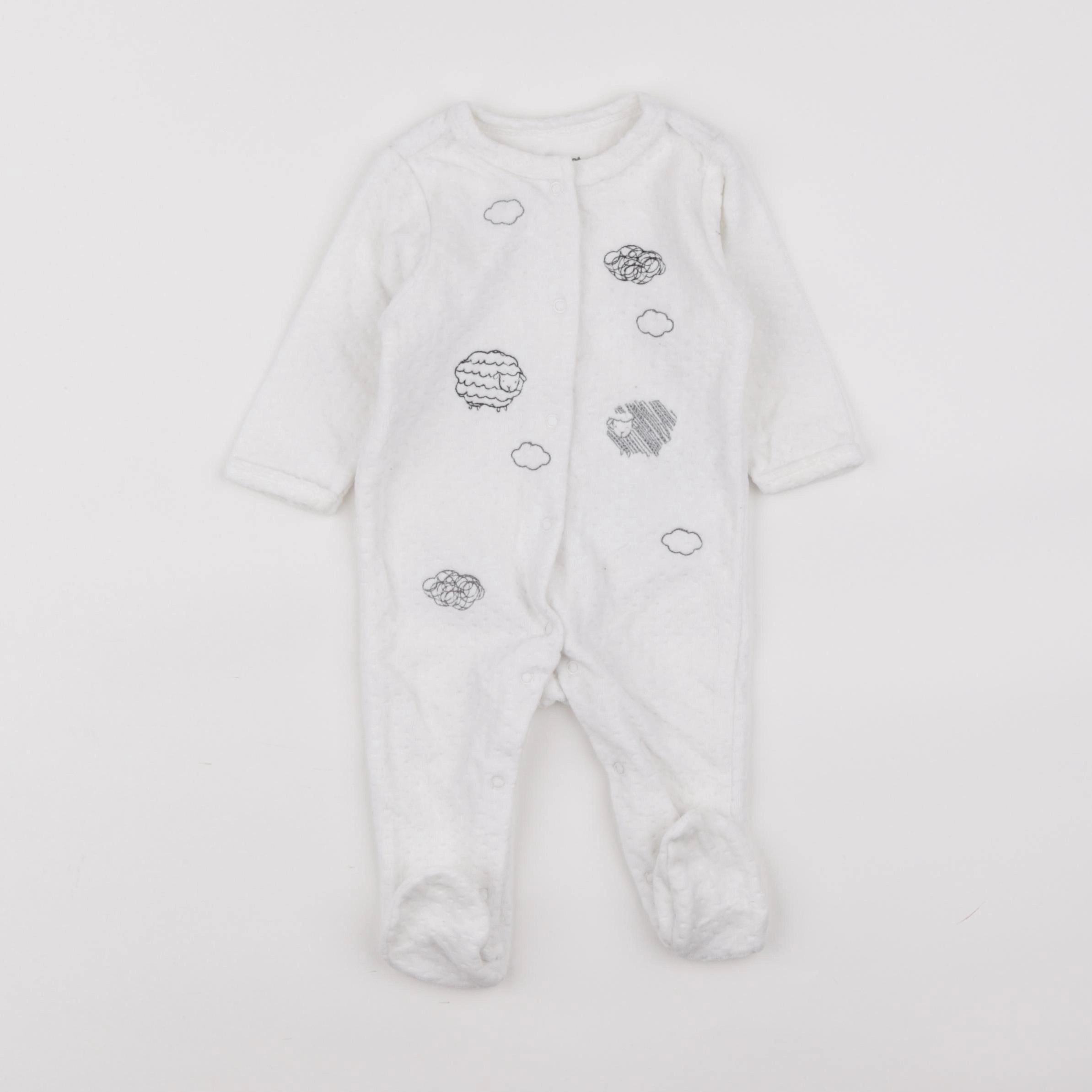 Vertbaudet - pyjama velours blanc - 3 mois