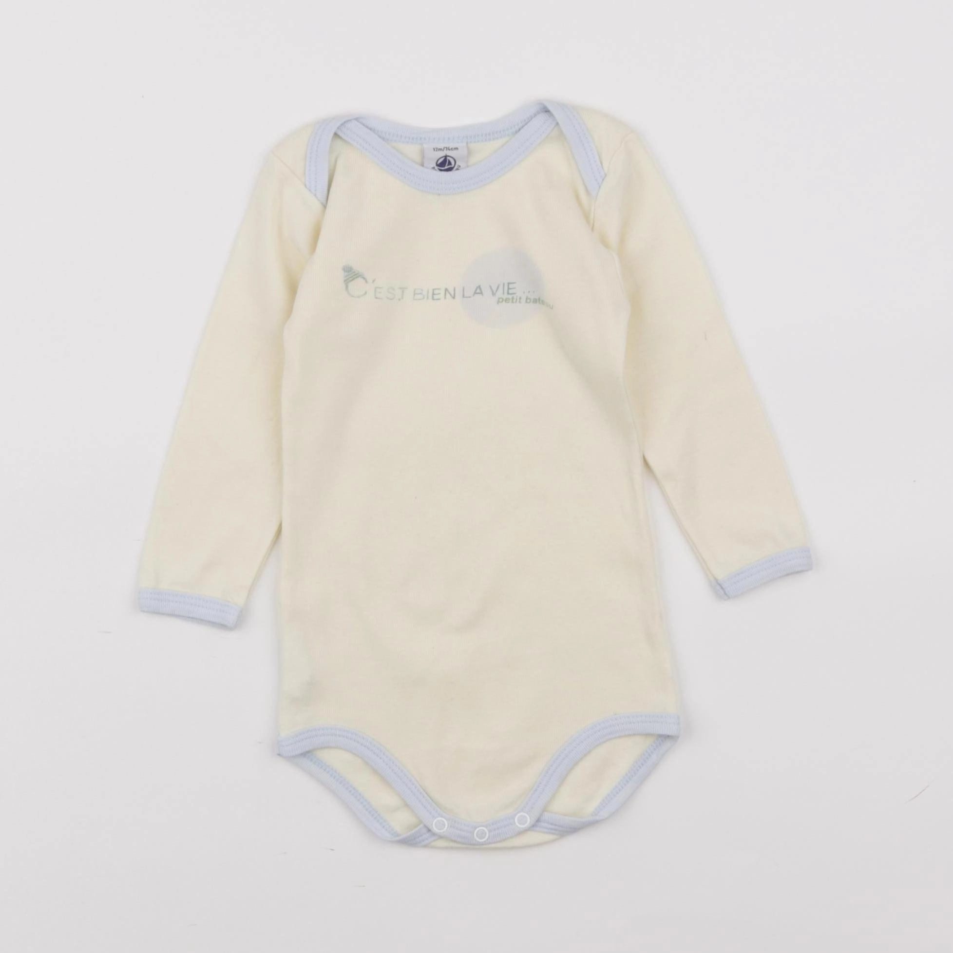 Petit Bateau - body bleu, jaune - 12 mois