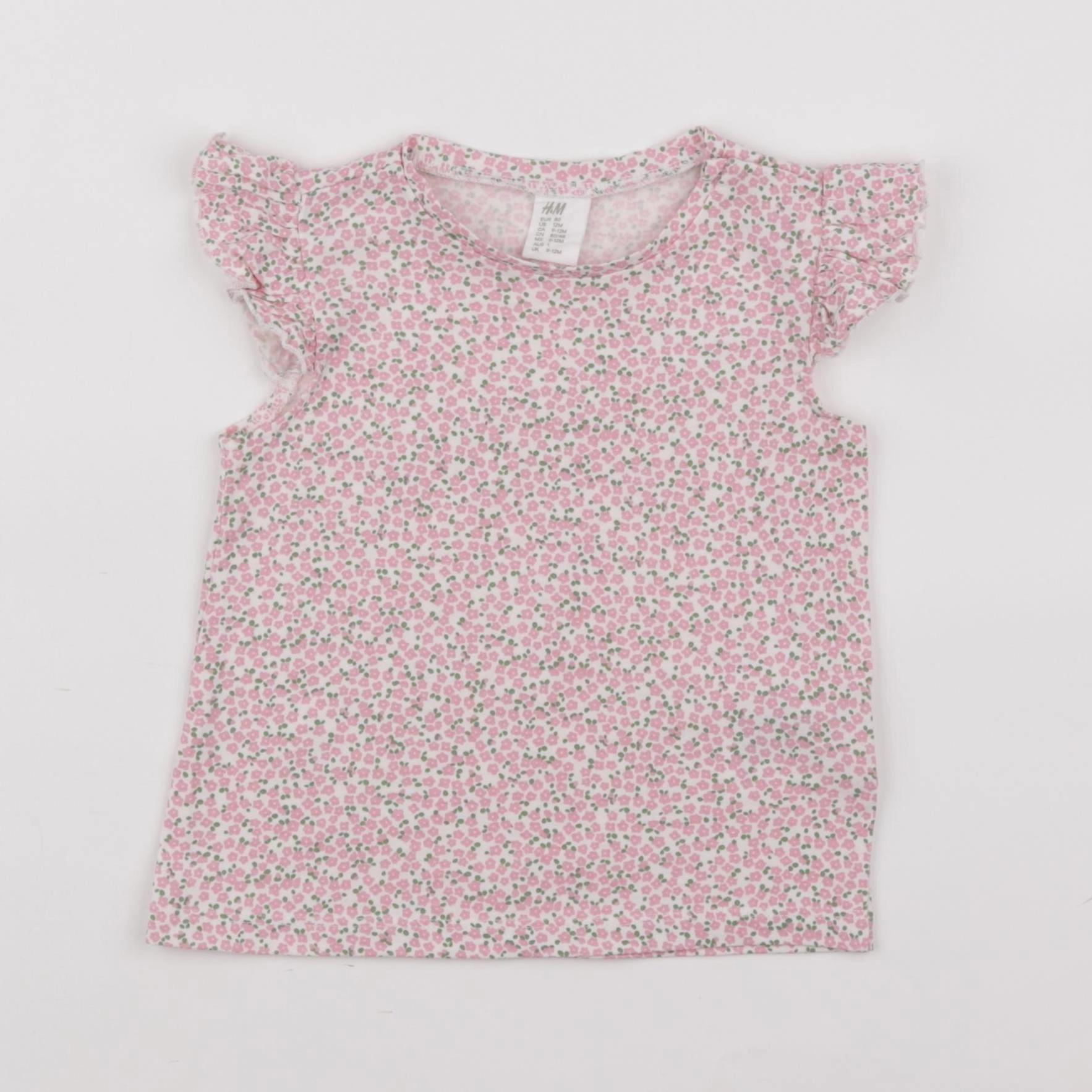 H&M - tee-shirt rose - 9/12 mois
