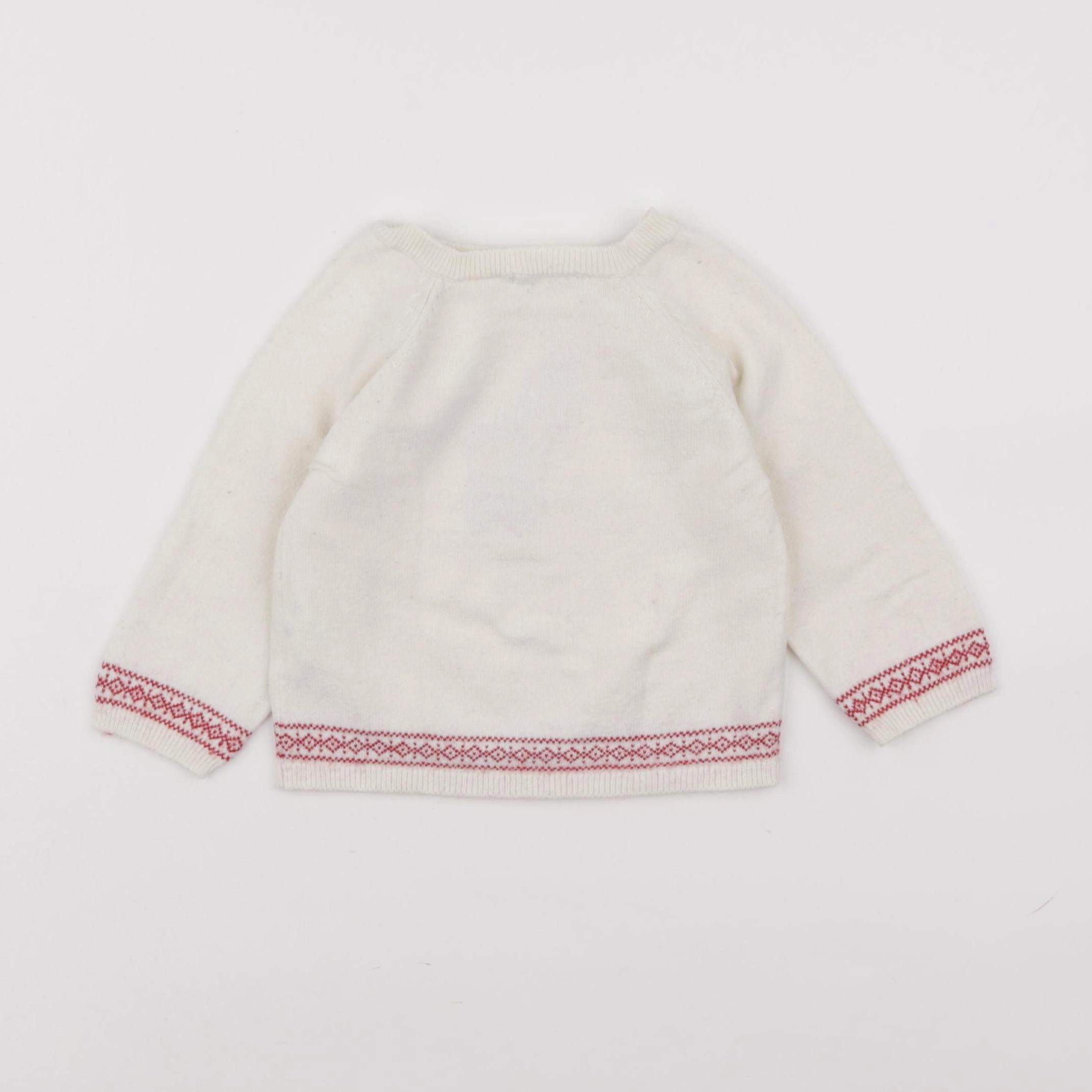Boutchou - pull beige, rouge - 9 mois