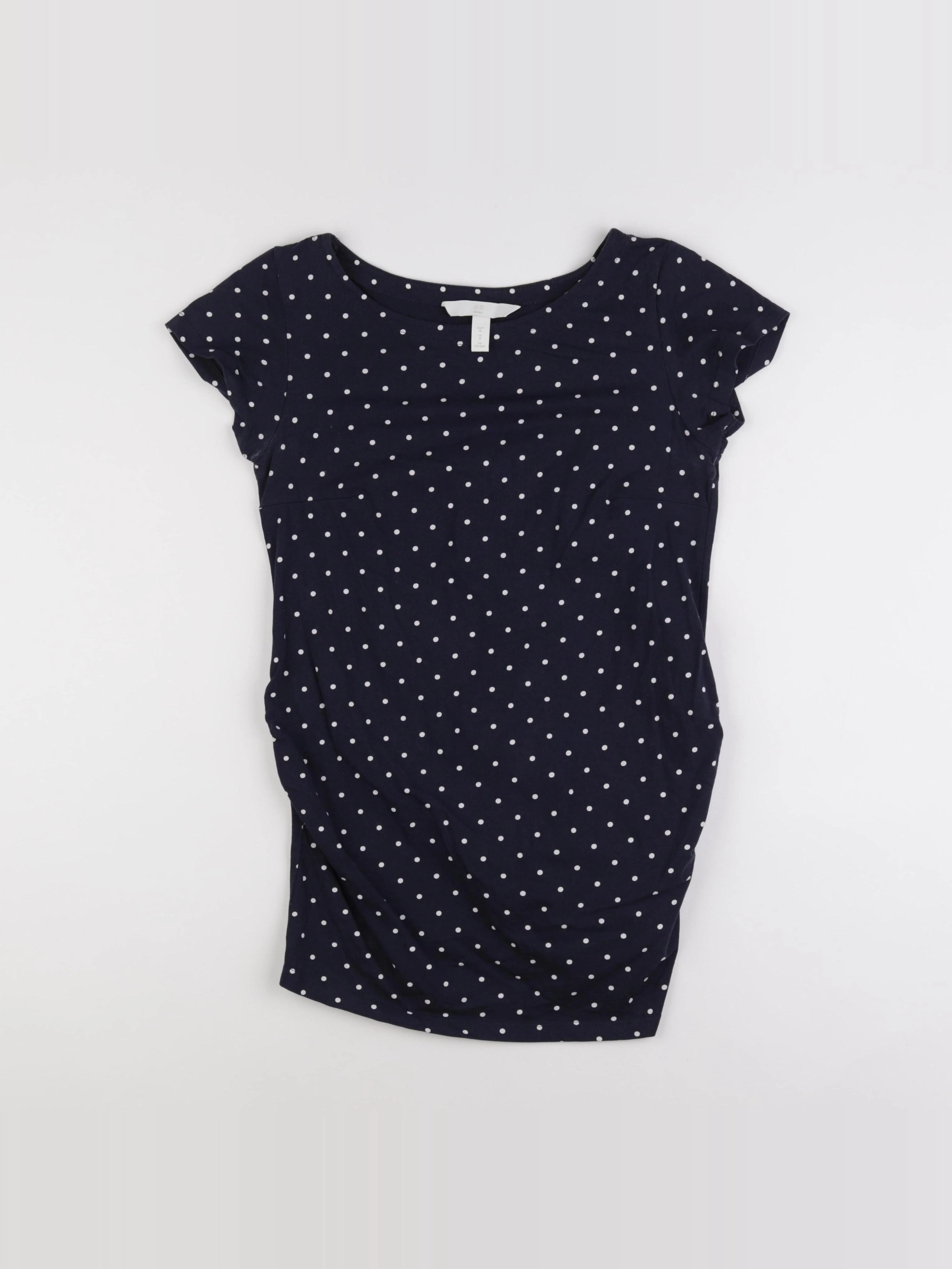 H&M - tee-shirt grossesse bleu, blanc - m