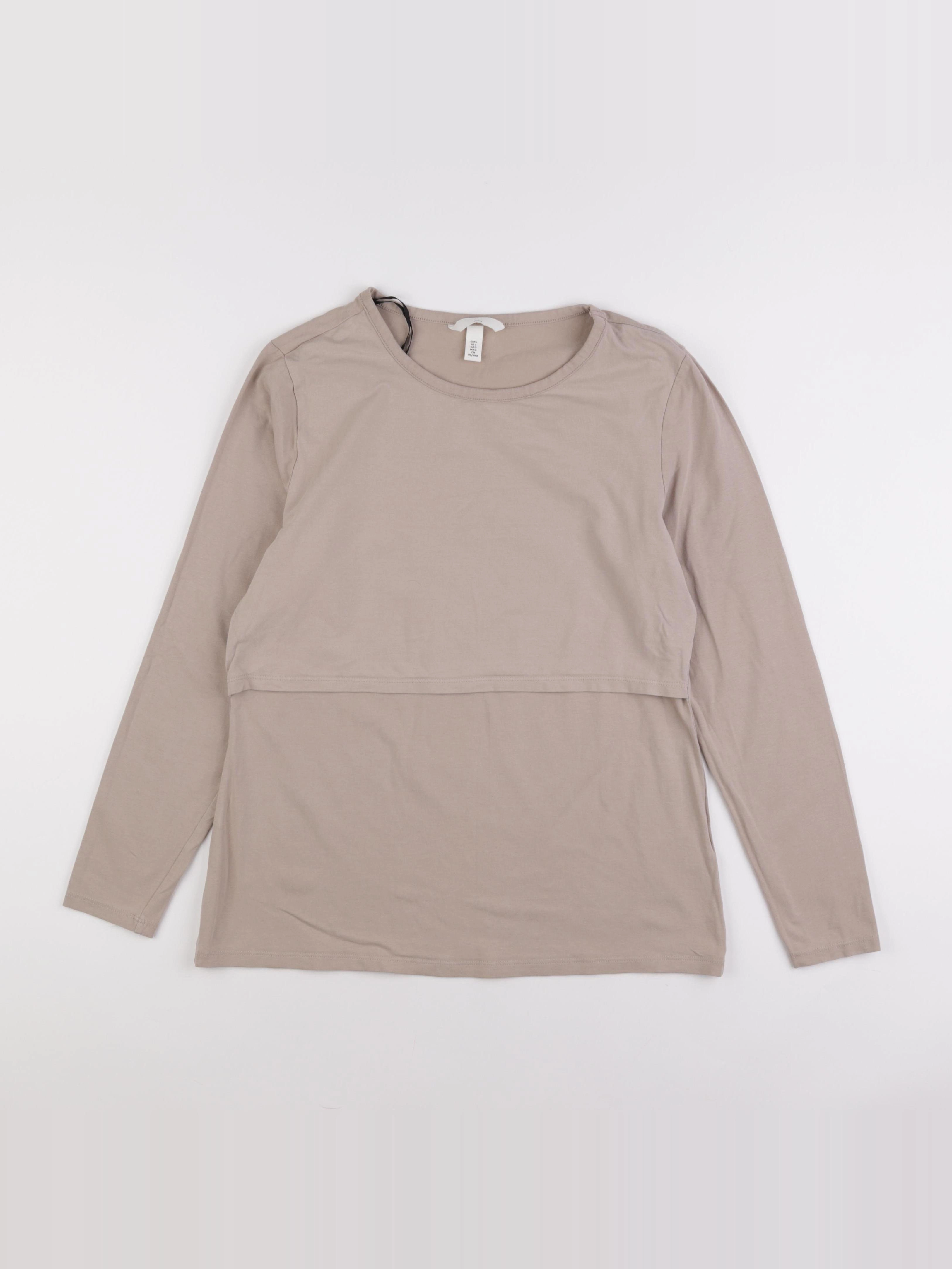 H&M - tee-shirt grossesse beige - l
