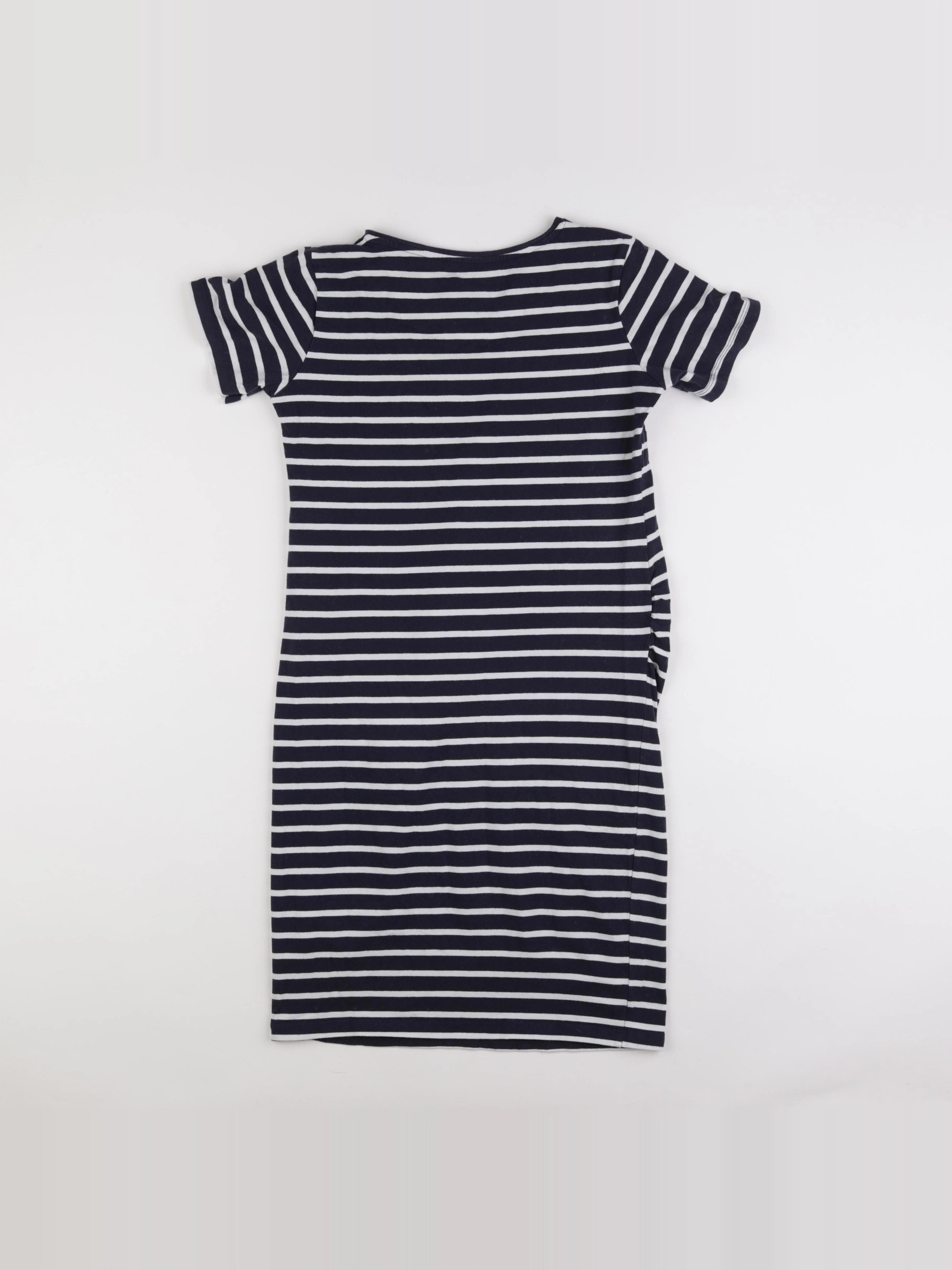 H&M - robe grossesse bleu, blanc - m