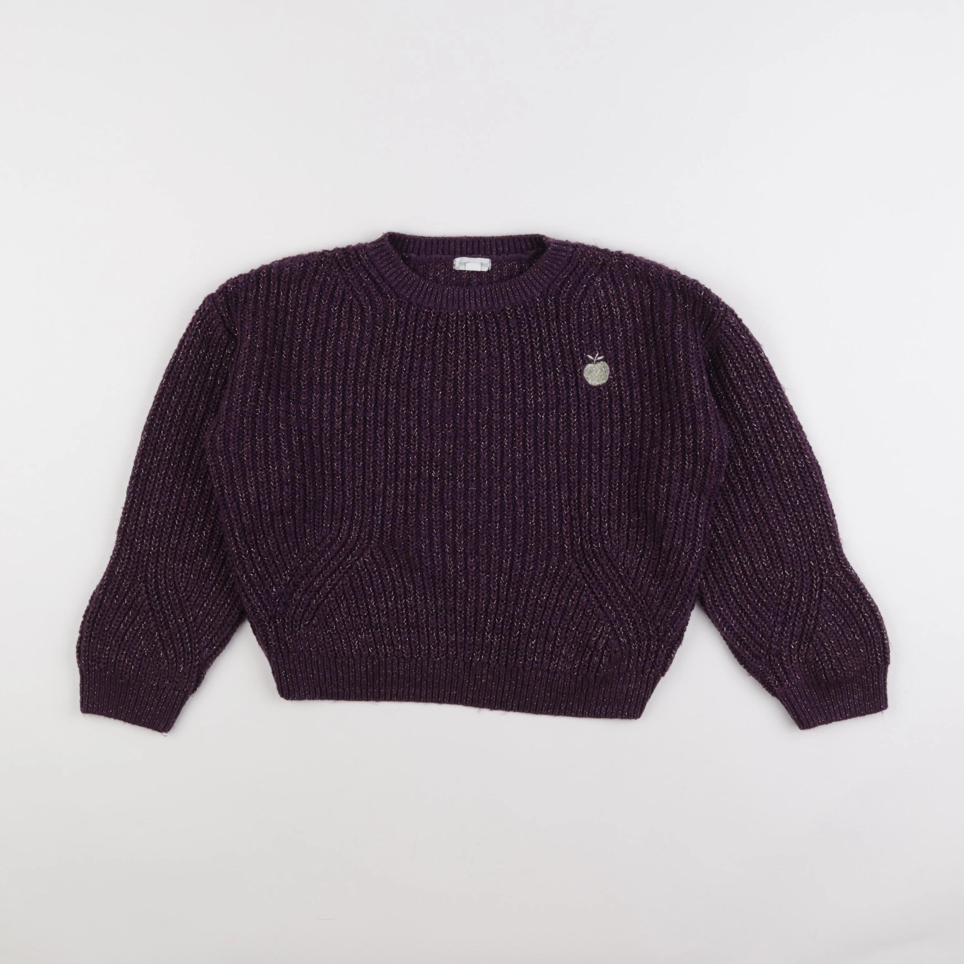 Vertbaudet - pull violet, or - 8 ans