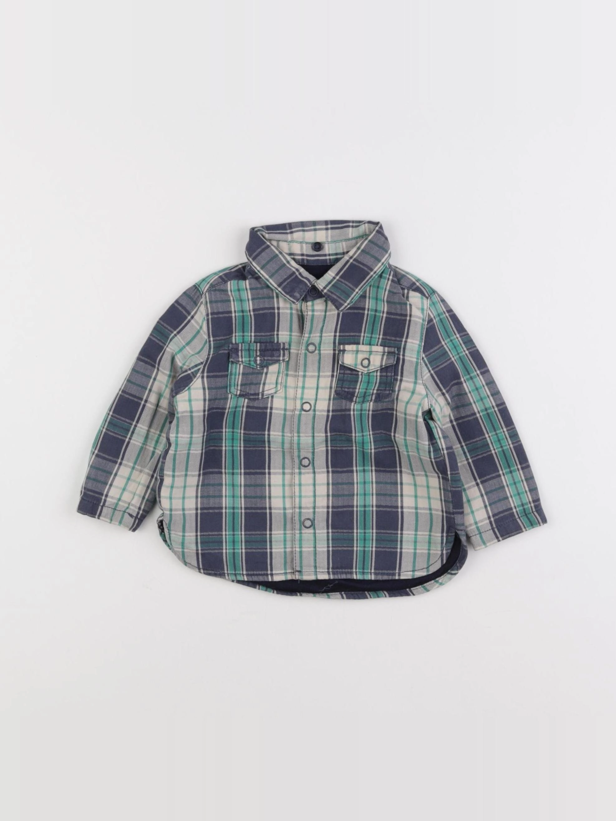 Natalys - chemise bleu, blanc - 6 mois