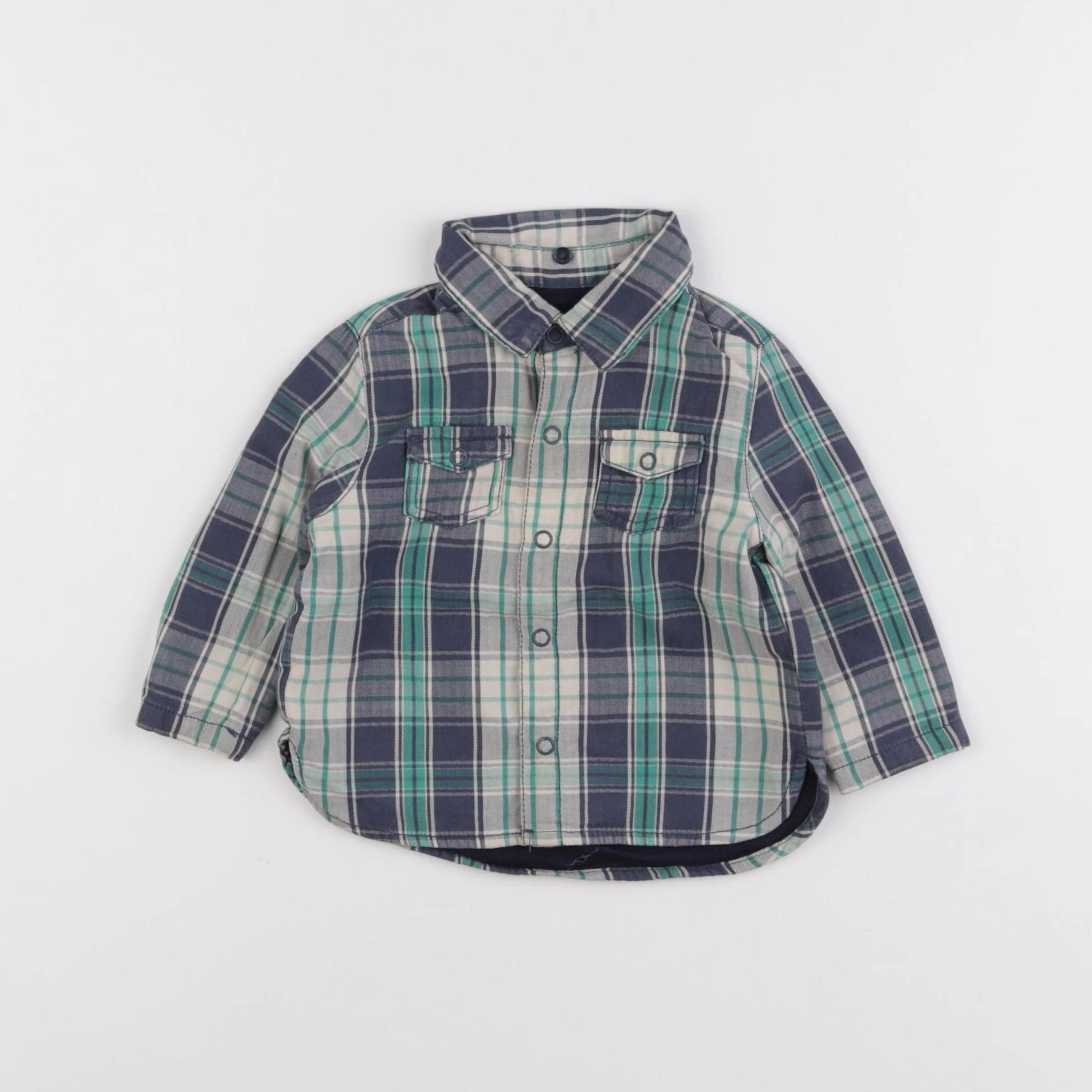 Natalys - chemise bleu, blanc - 6 mois