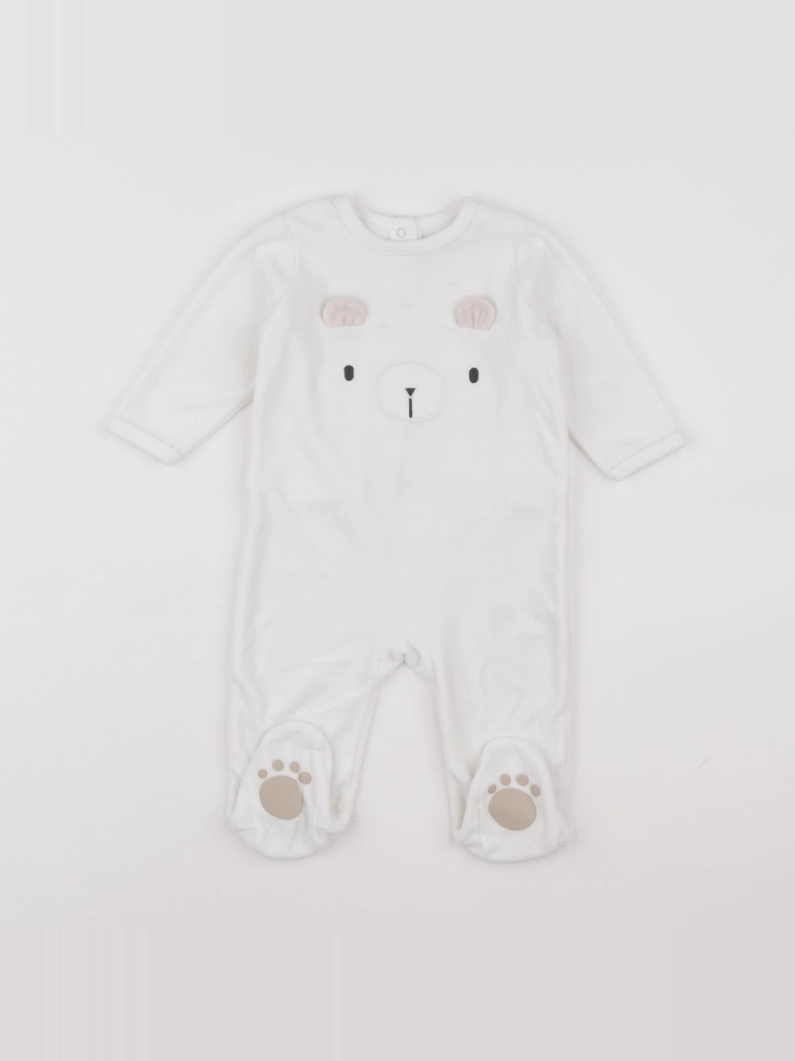 Vertbaudet - pyjama velours blanc - 9 mois