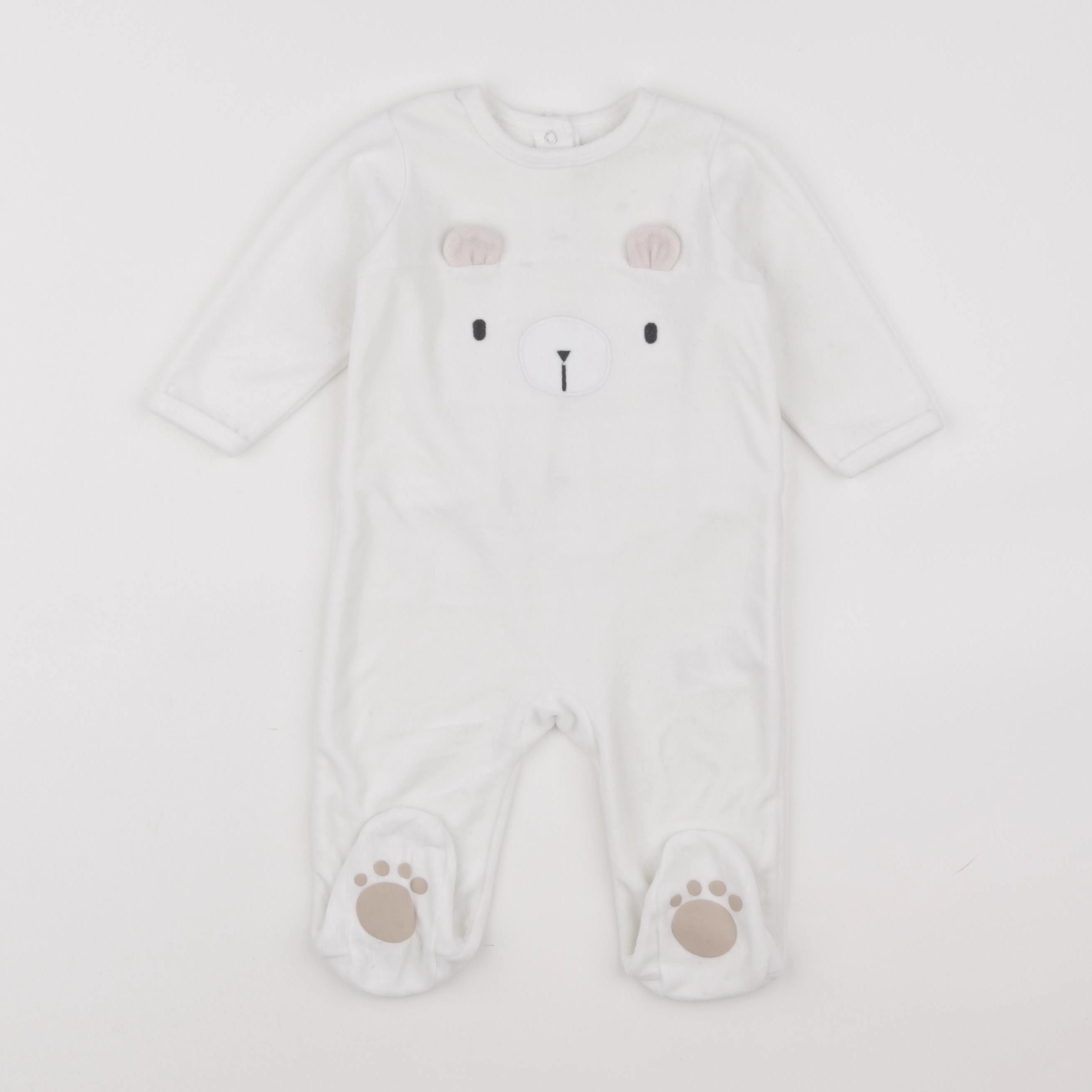 Vertbaudet - pyjama velours blanc - 9 mois