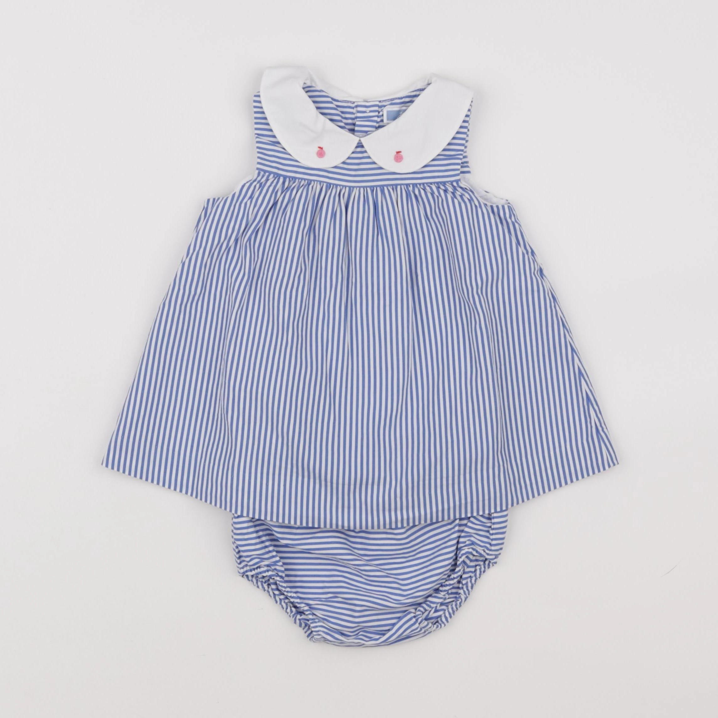 Jacadi - robe blanc, bleu - 6 mois