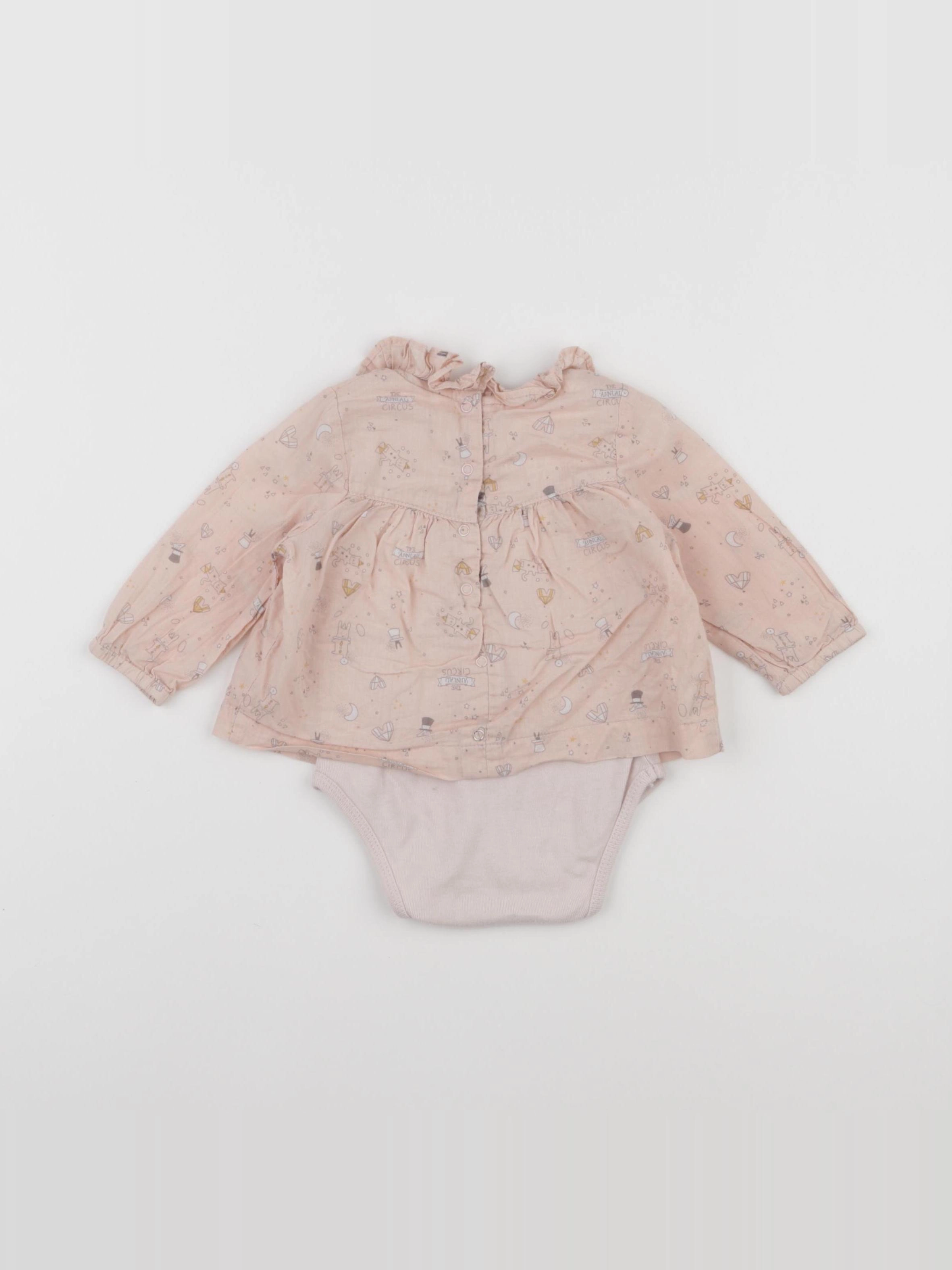 Vertbaudet - body blouse rose - 6 mois
