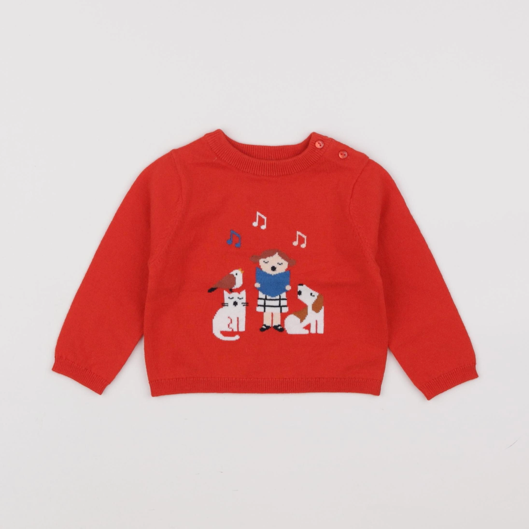 Jacadi - pull rouge - 12 mois