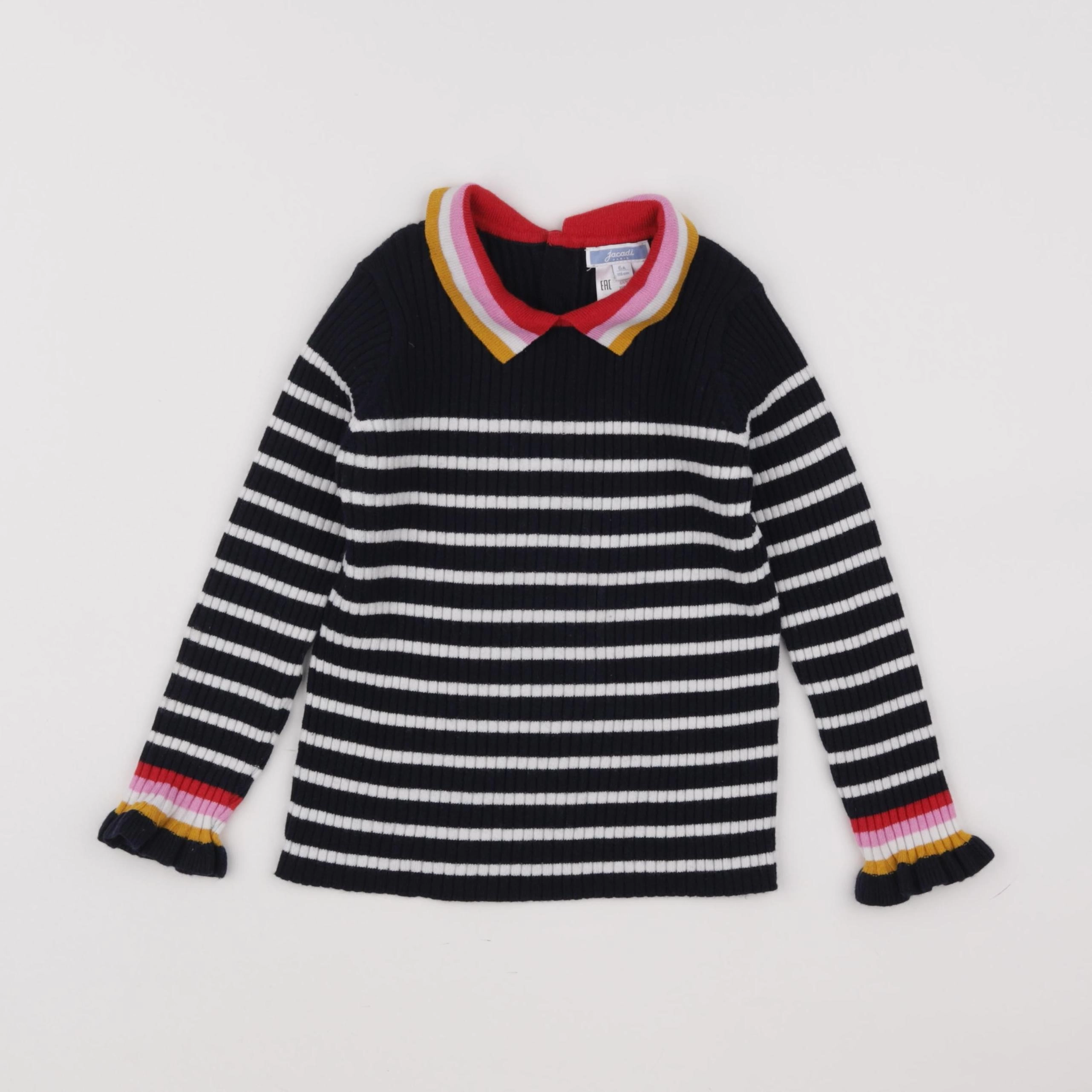 Jacadi - pull blanc, bleu - 6 ans