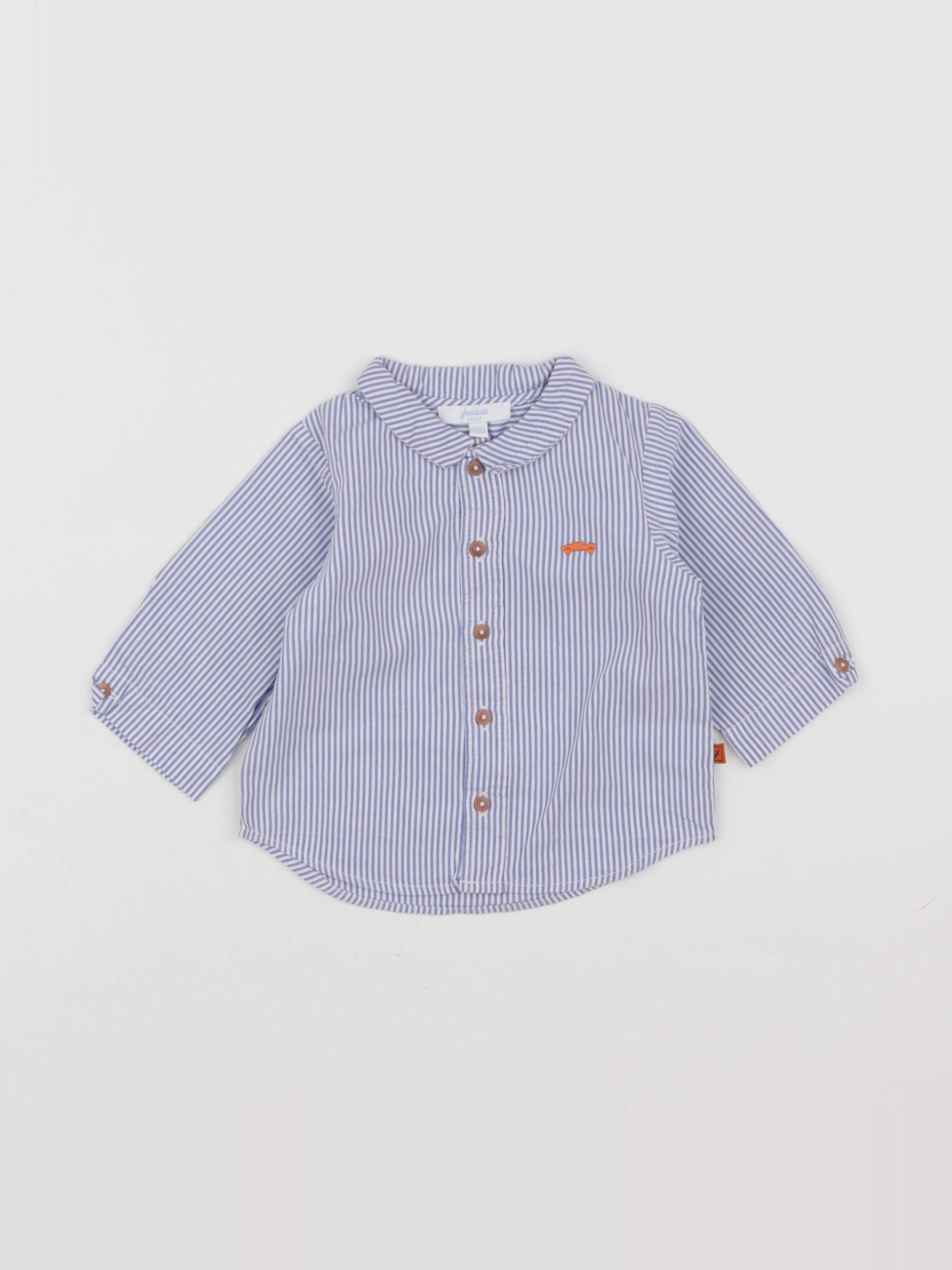 Jacadi - chemise blanc, bleu - 6 mois