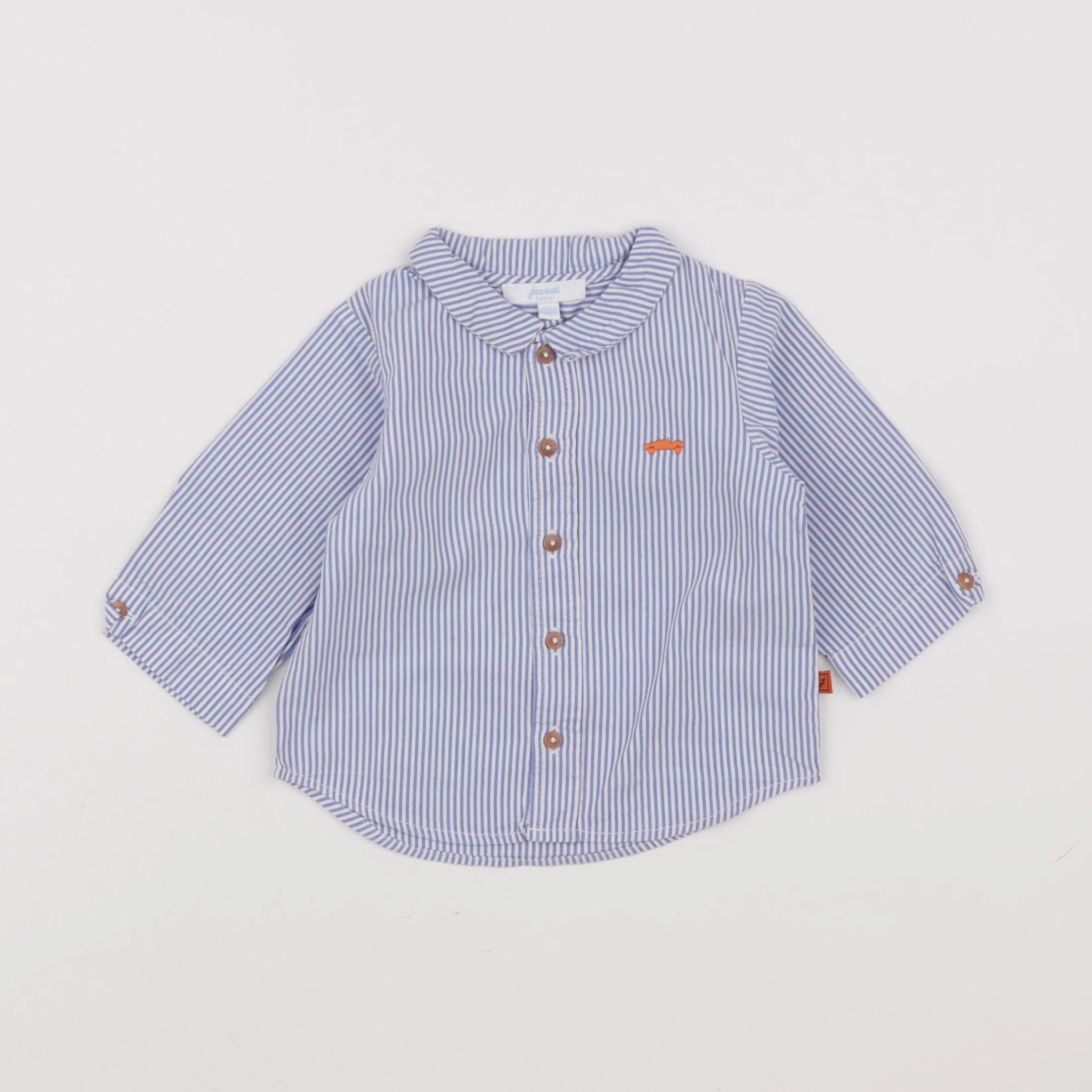 Jacadi - chemise blanc, bleu - 6 mois