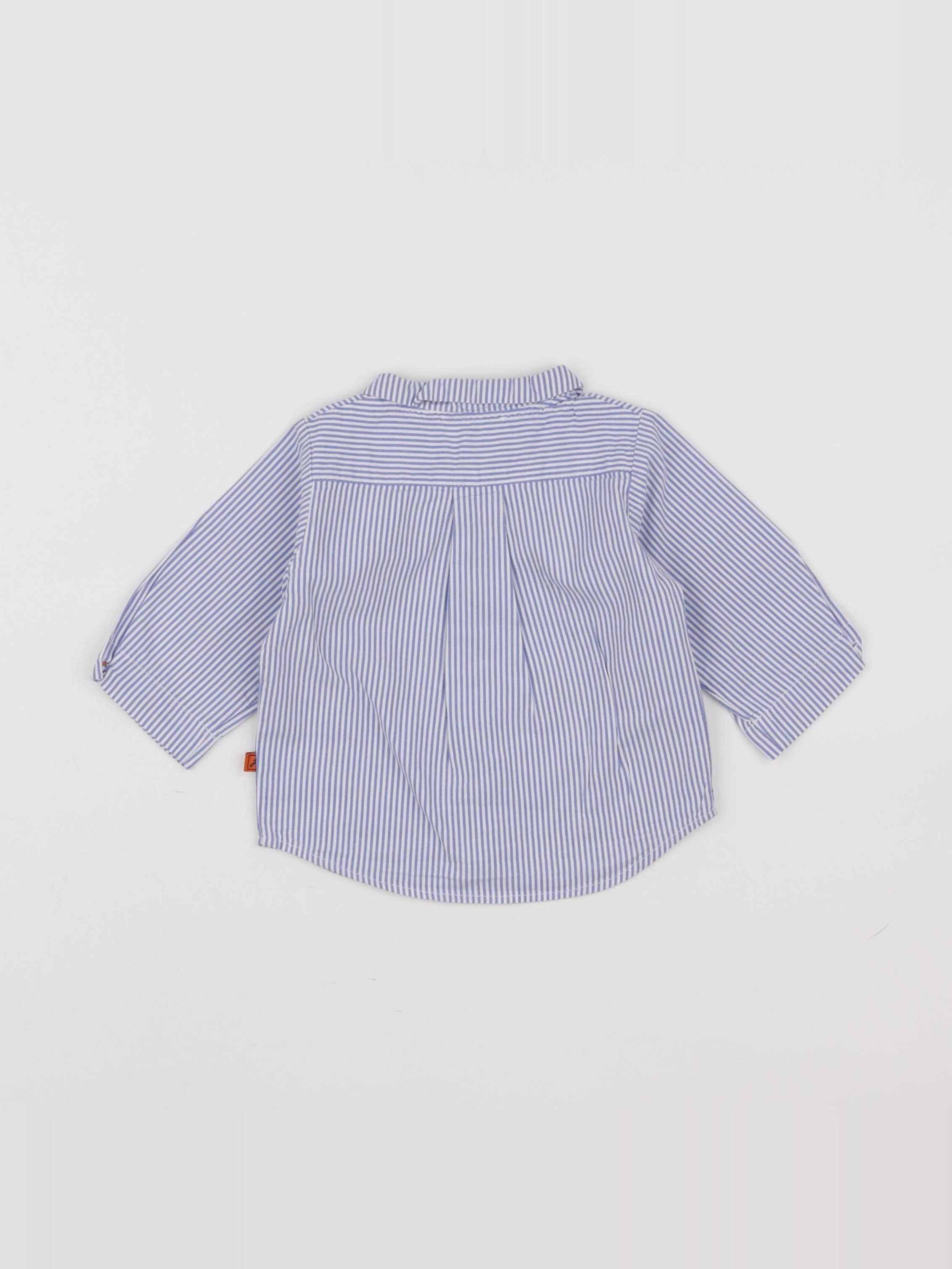 Jacadi - chemise blanc, bleu - 6 mois