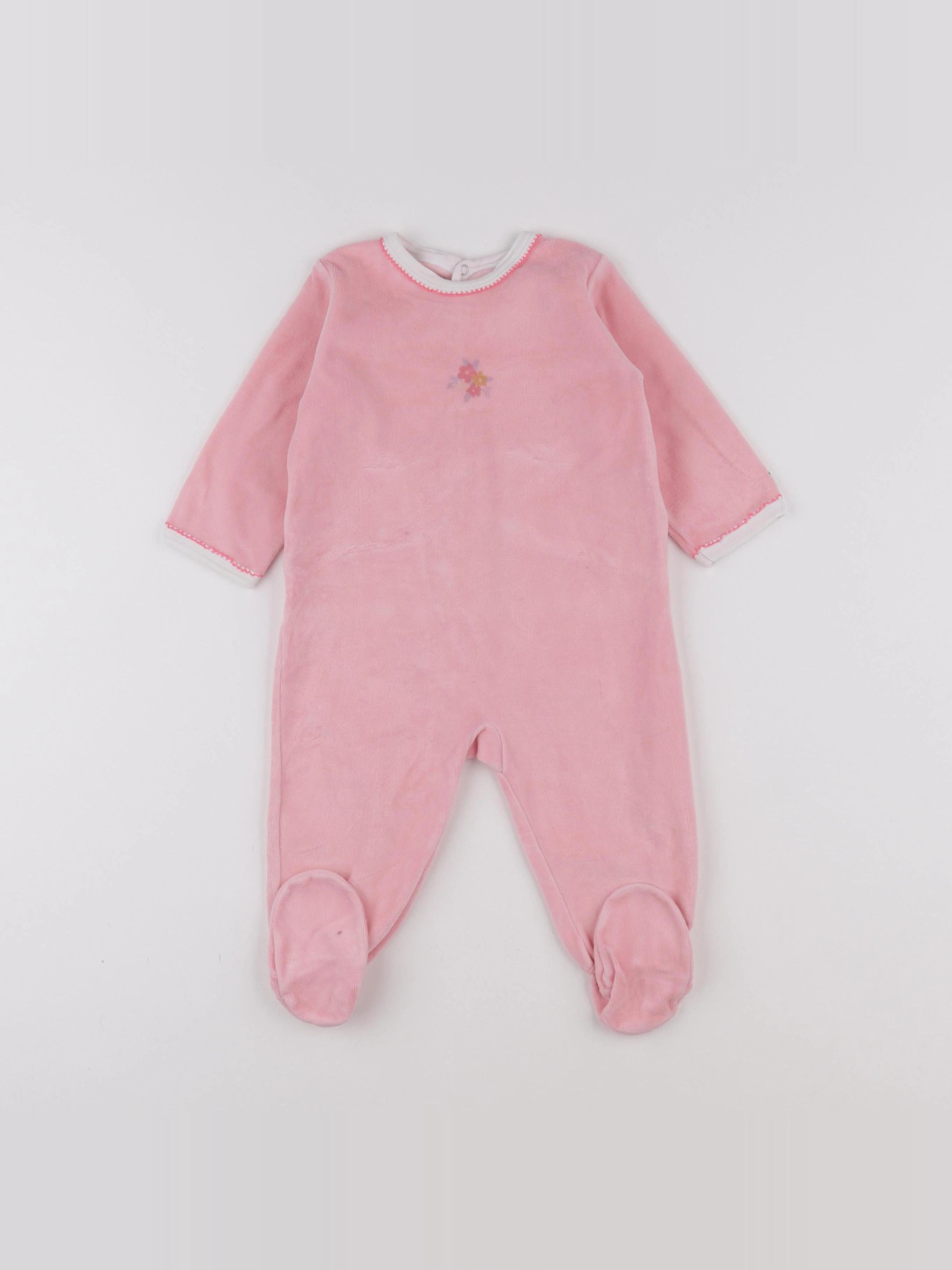 Petit Bateau - pyjama velours rose - 12 mois