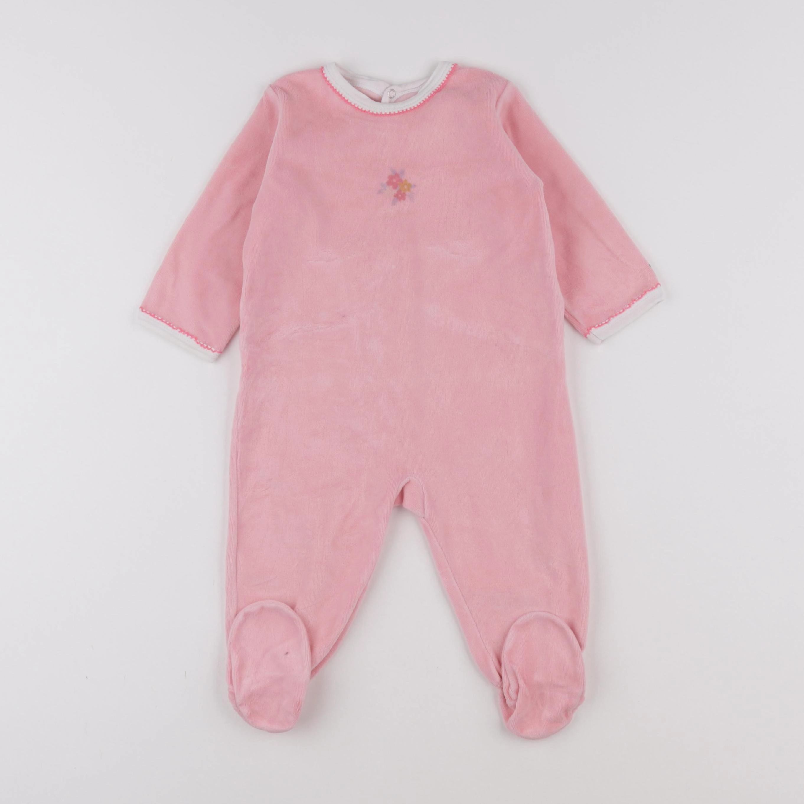 Petit Bateau - pyjama velours rose - 12 mois
