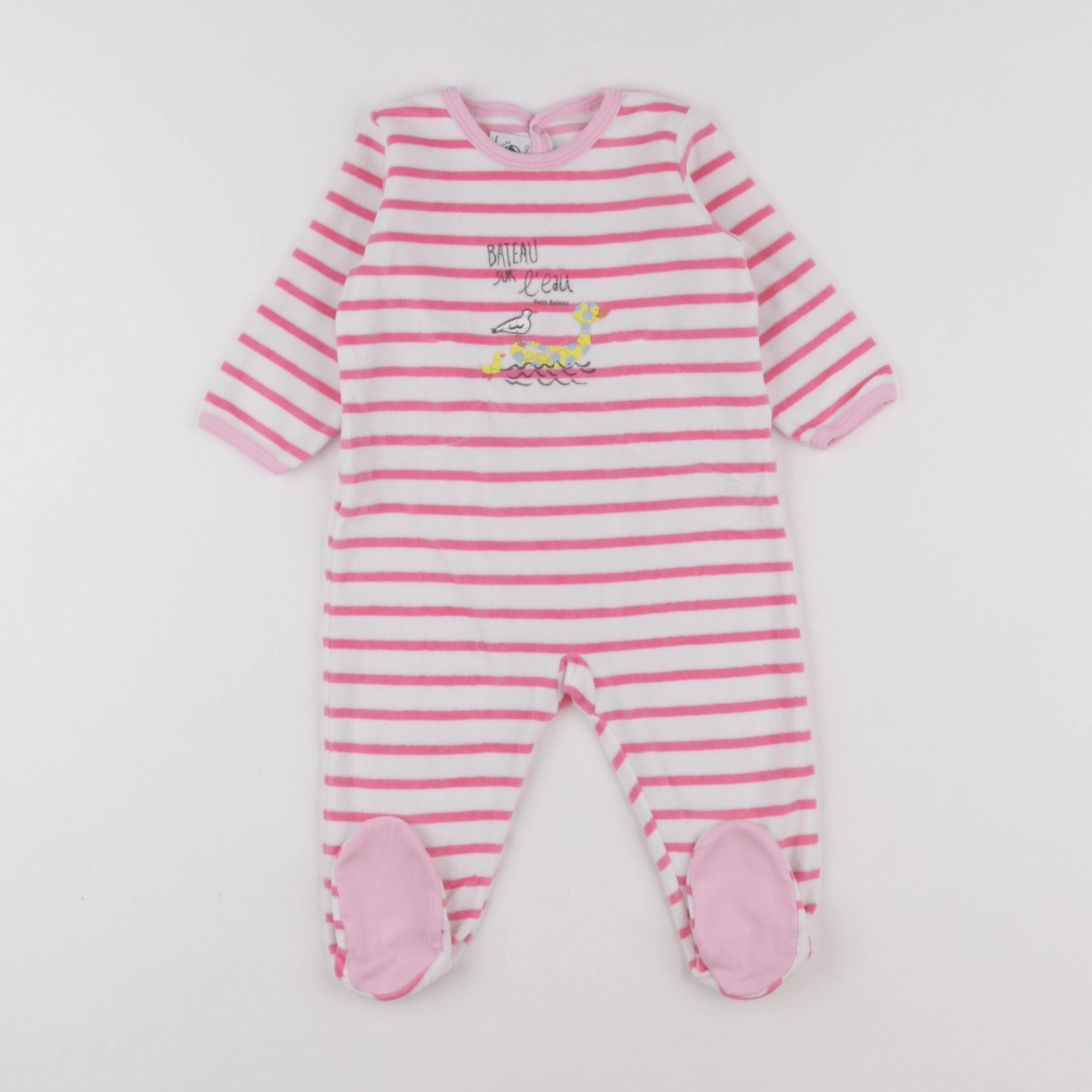 Petit Bateau - pyjama velours rose - 12 mois