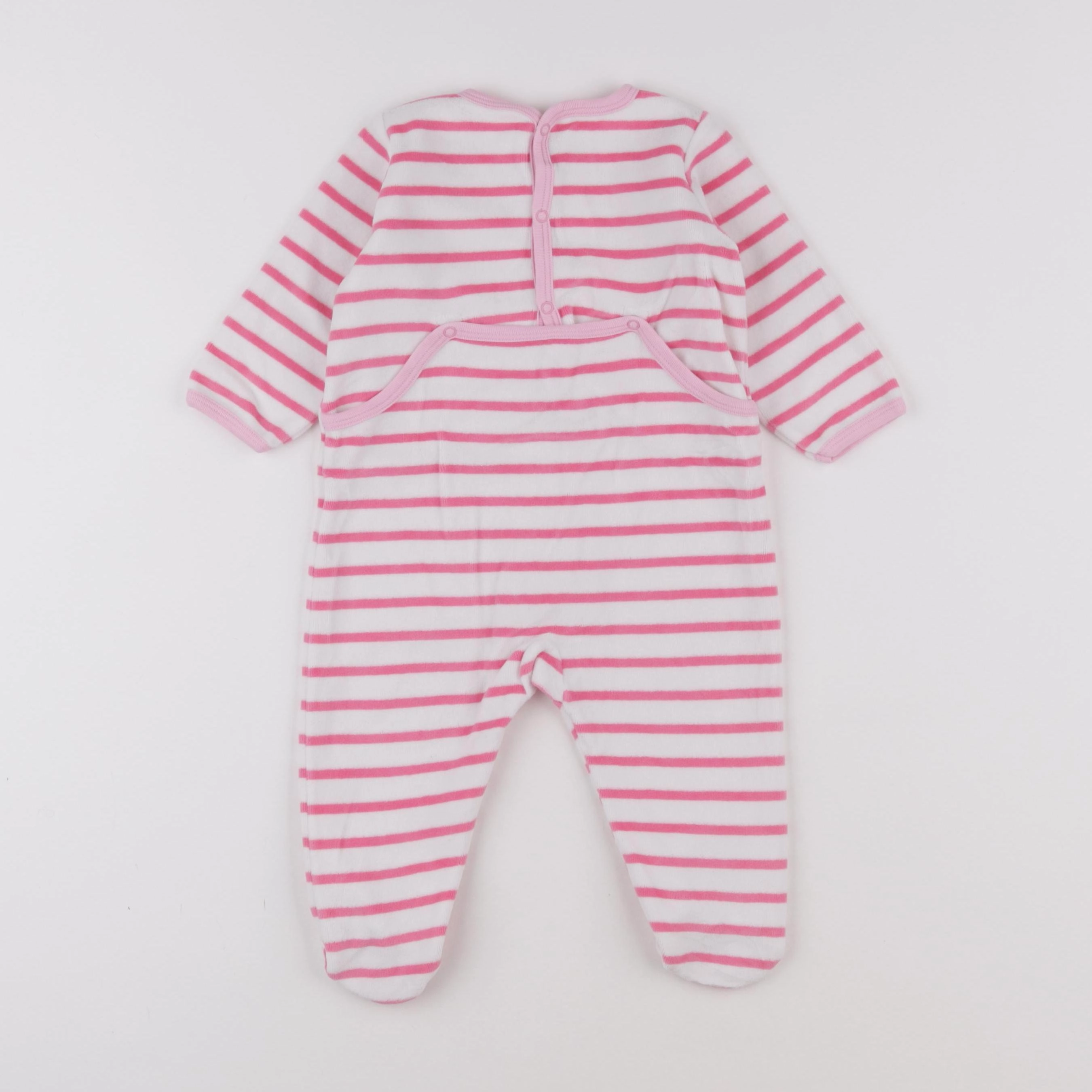 Petit Bateau - pyjama velours rose - 12 mois