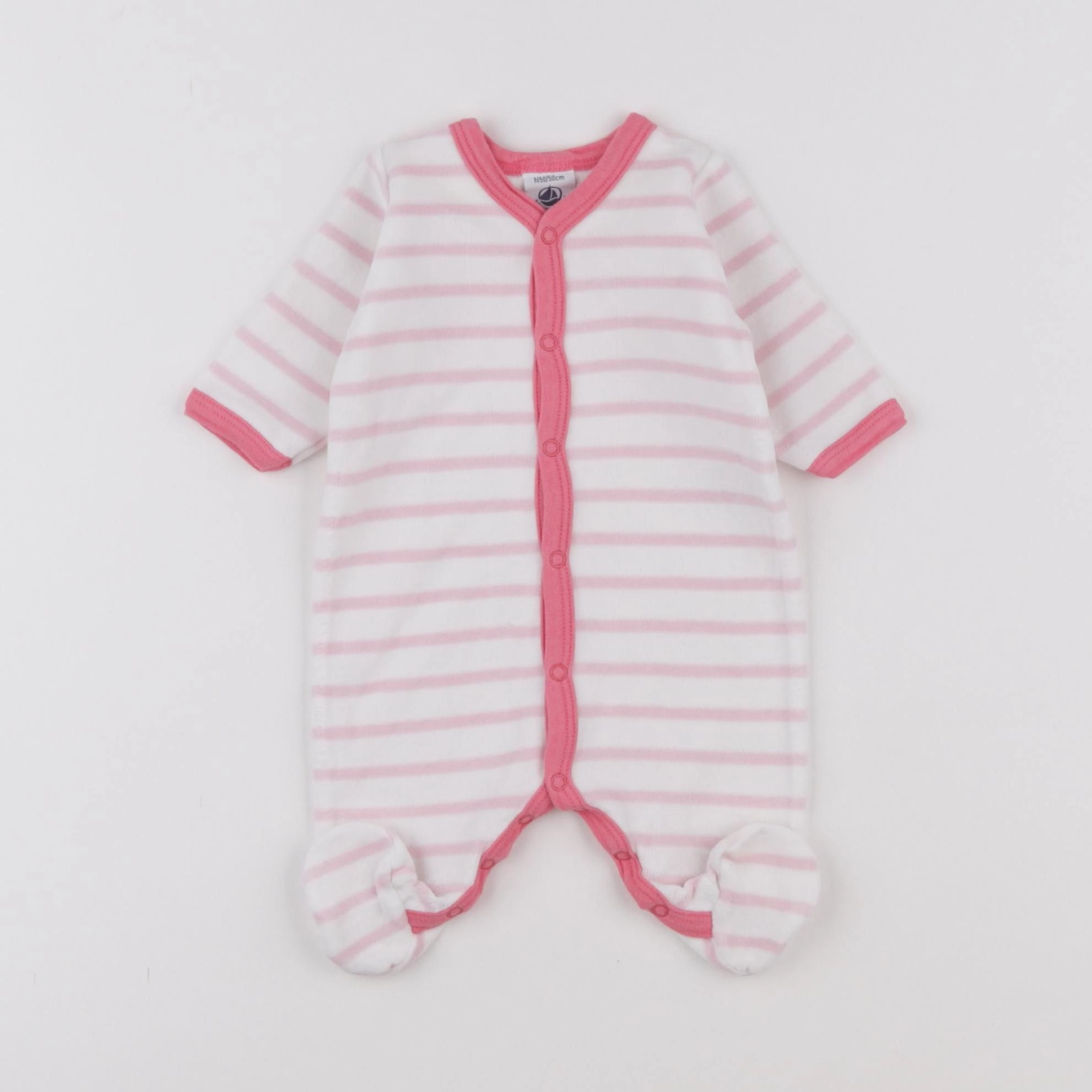Petit Bateau - pyjama velours rose - 0 mois