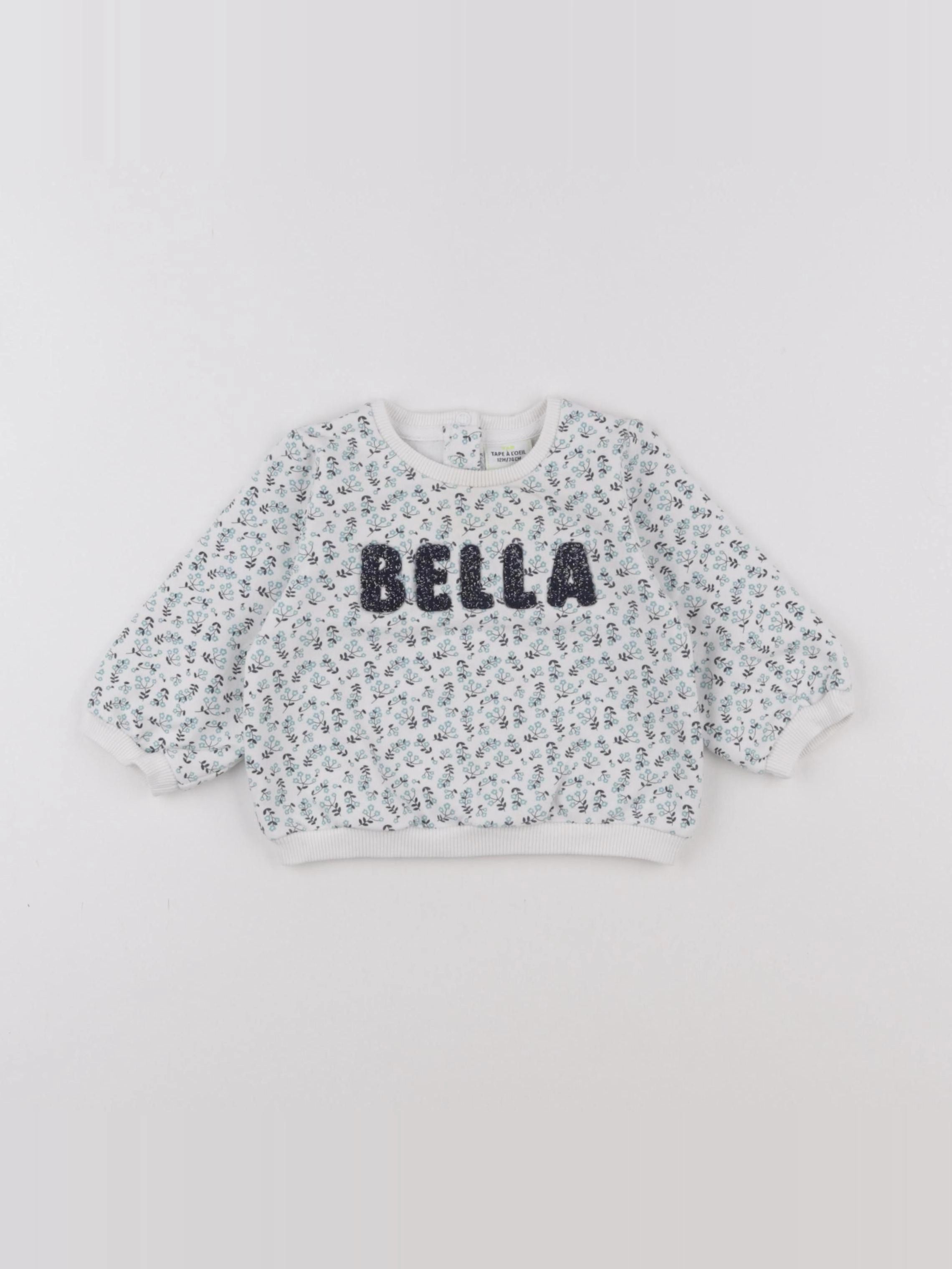 Tape à l'oeil - sweat blanc, bleu - 12 mois