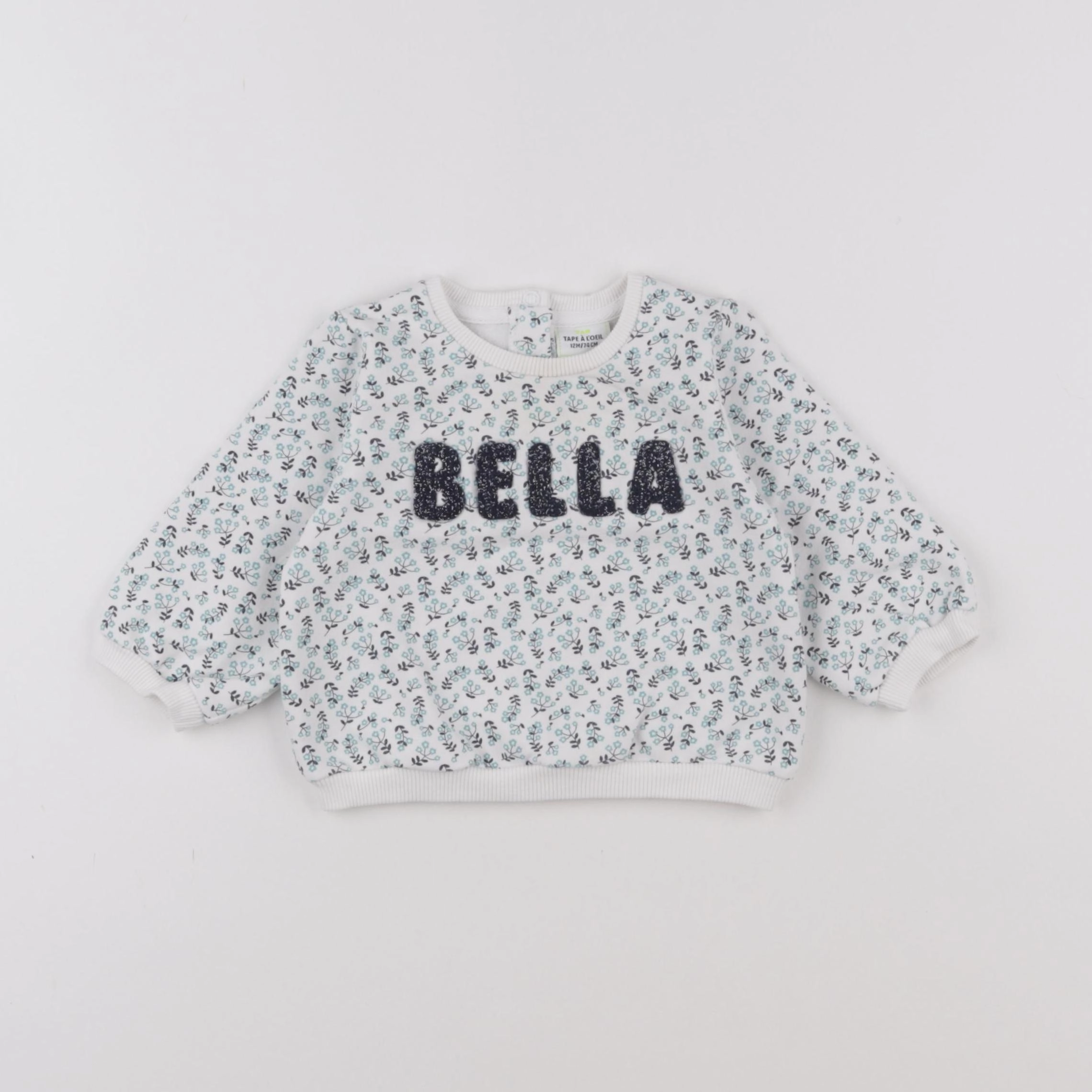 Tape à l'oeil - sweat blanc, bleu - 12 mois