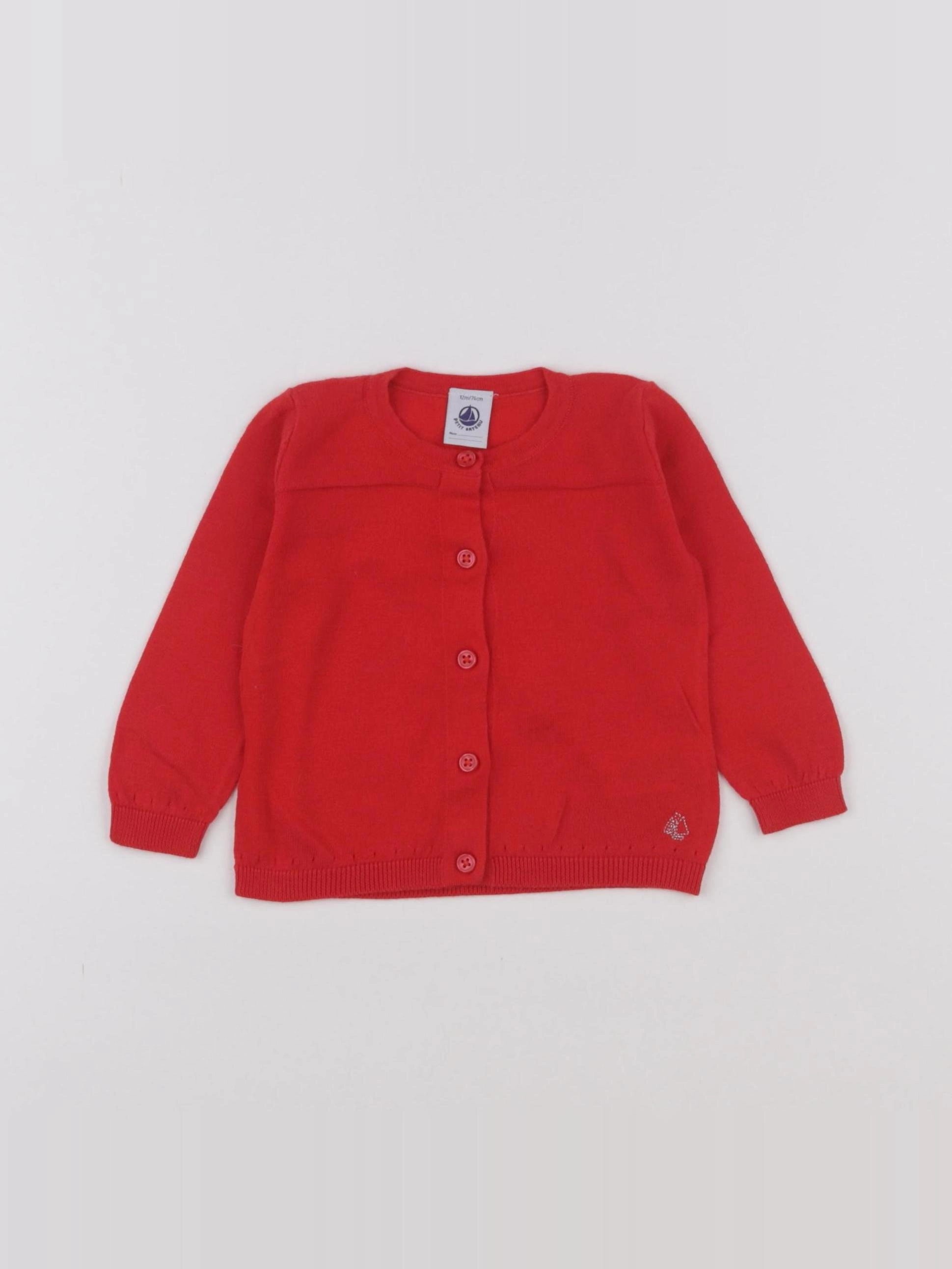 Petit Bateau - gilet rouge - 12 mois