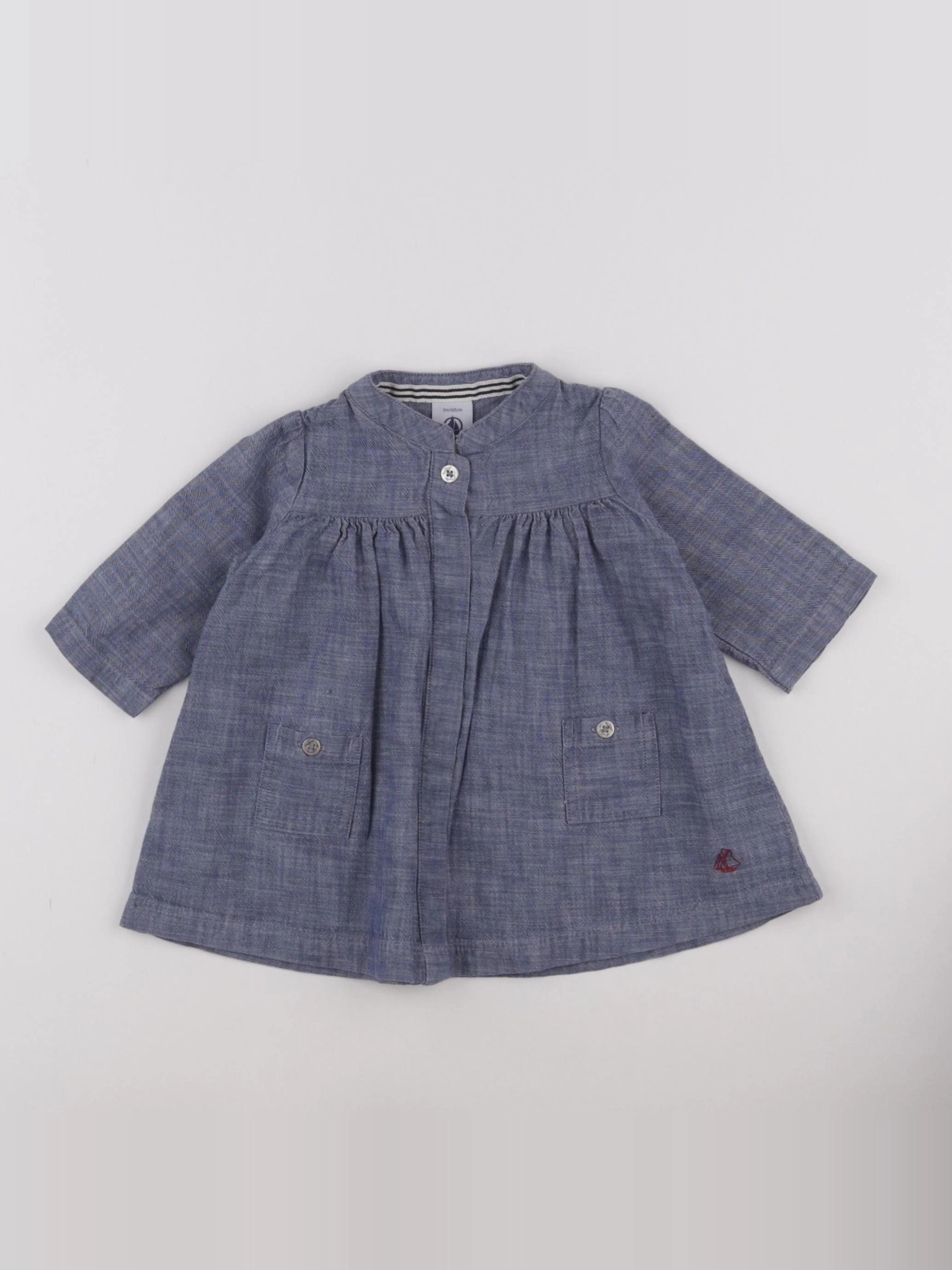Petit Bateau - robe bleu - 3 mois