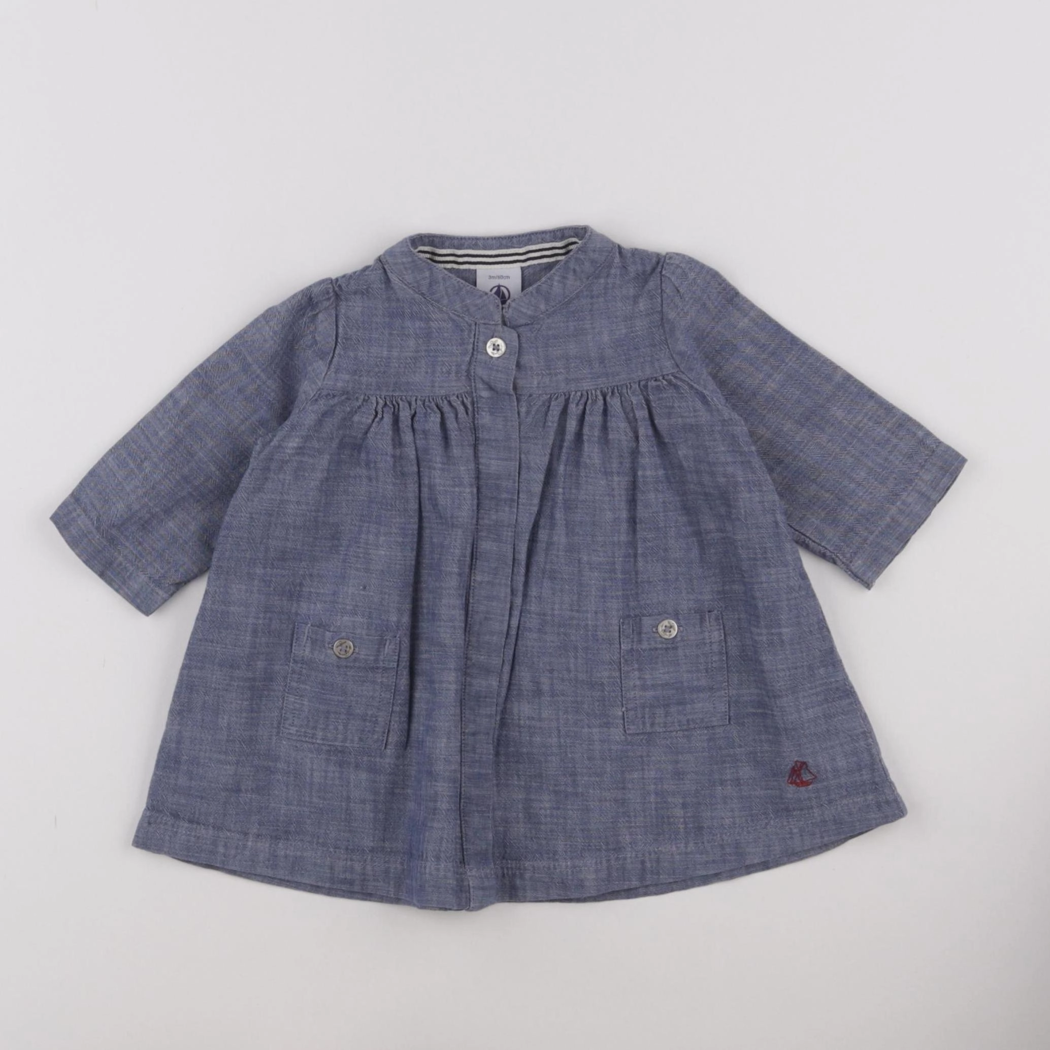 Petit Bateau - robe bleu - 3 mois